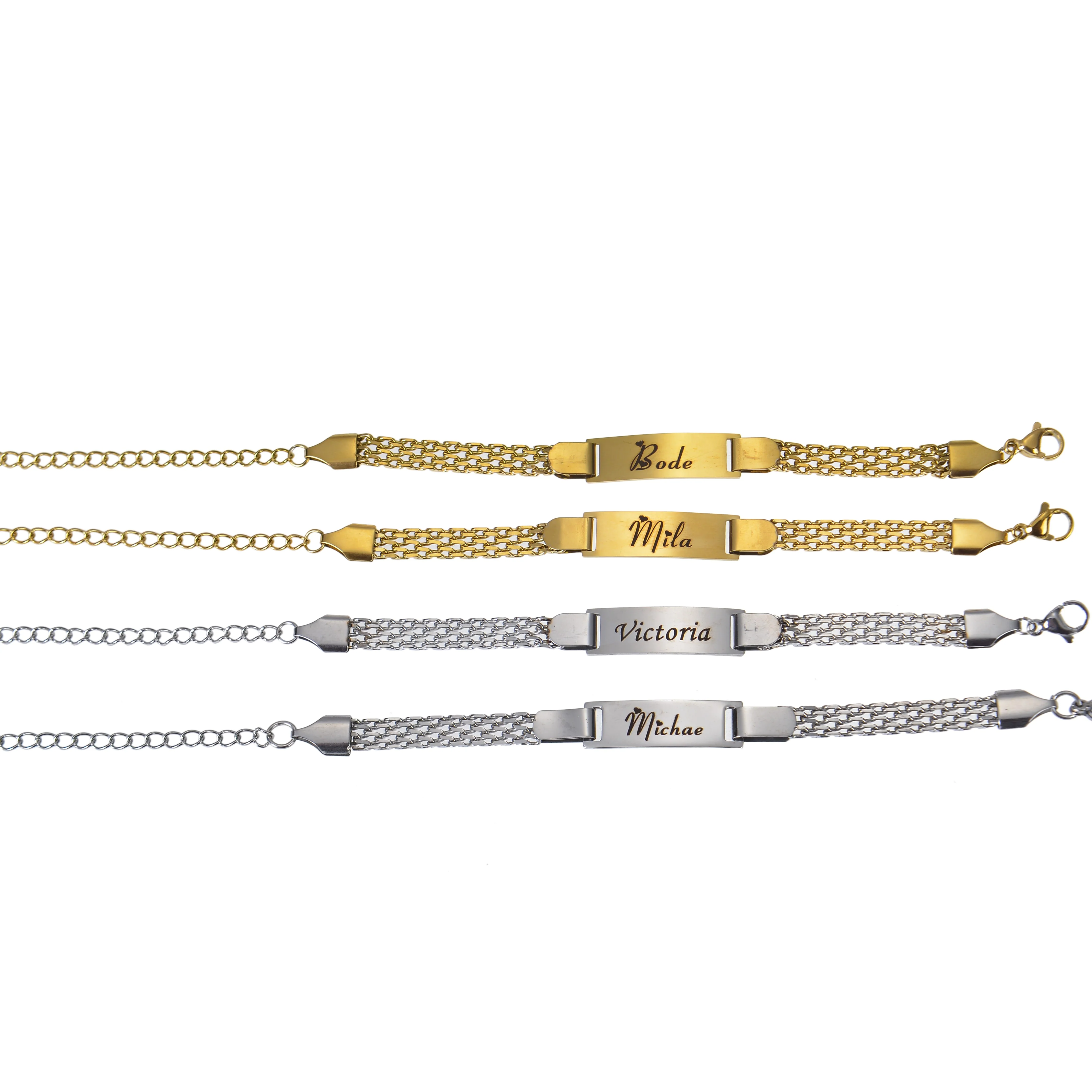 Personalized Bar Name Engraved Chain Bracelet