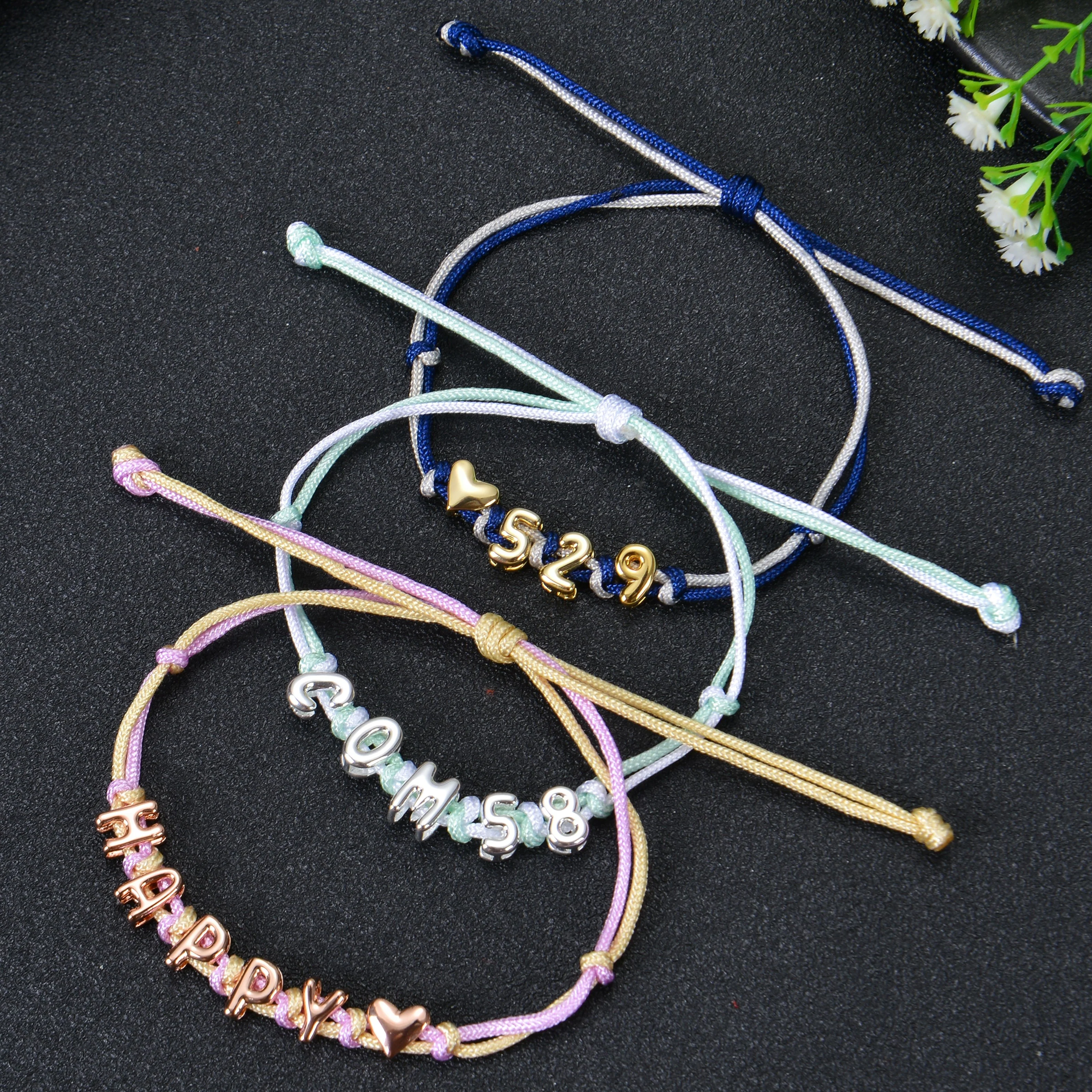 Personalized Bold Puffy Name Bracelet Braided Fabric Link - Image 6