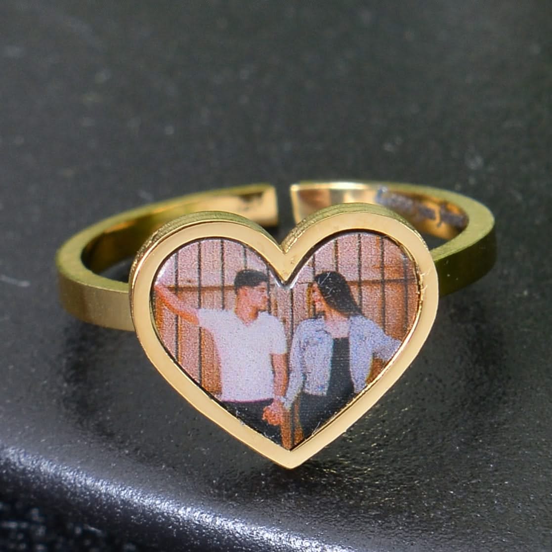 Personalized Colorful Photo Heart Ring - Image 4