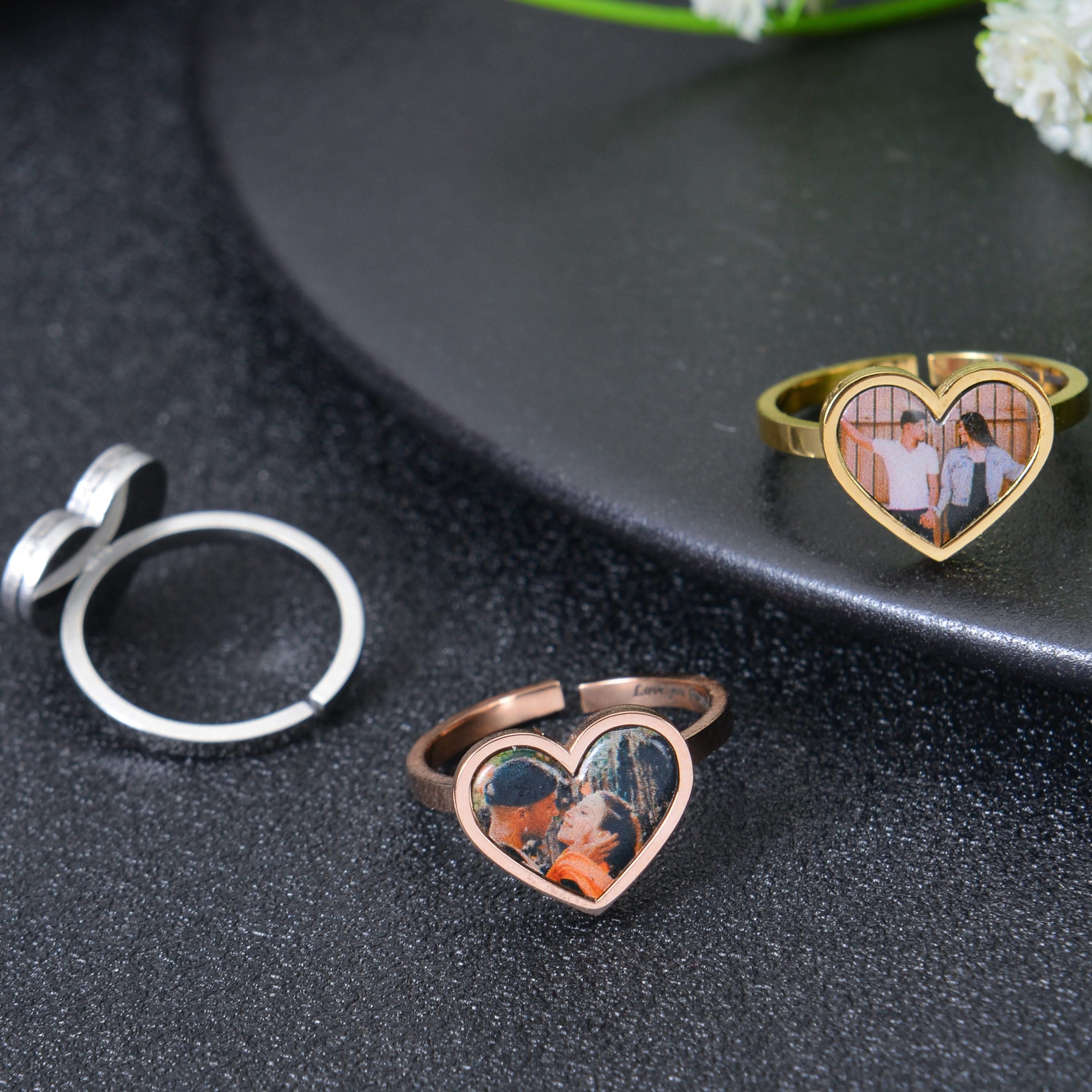 Personalized Colorful Photo Heart Ring - Image 6