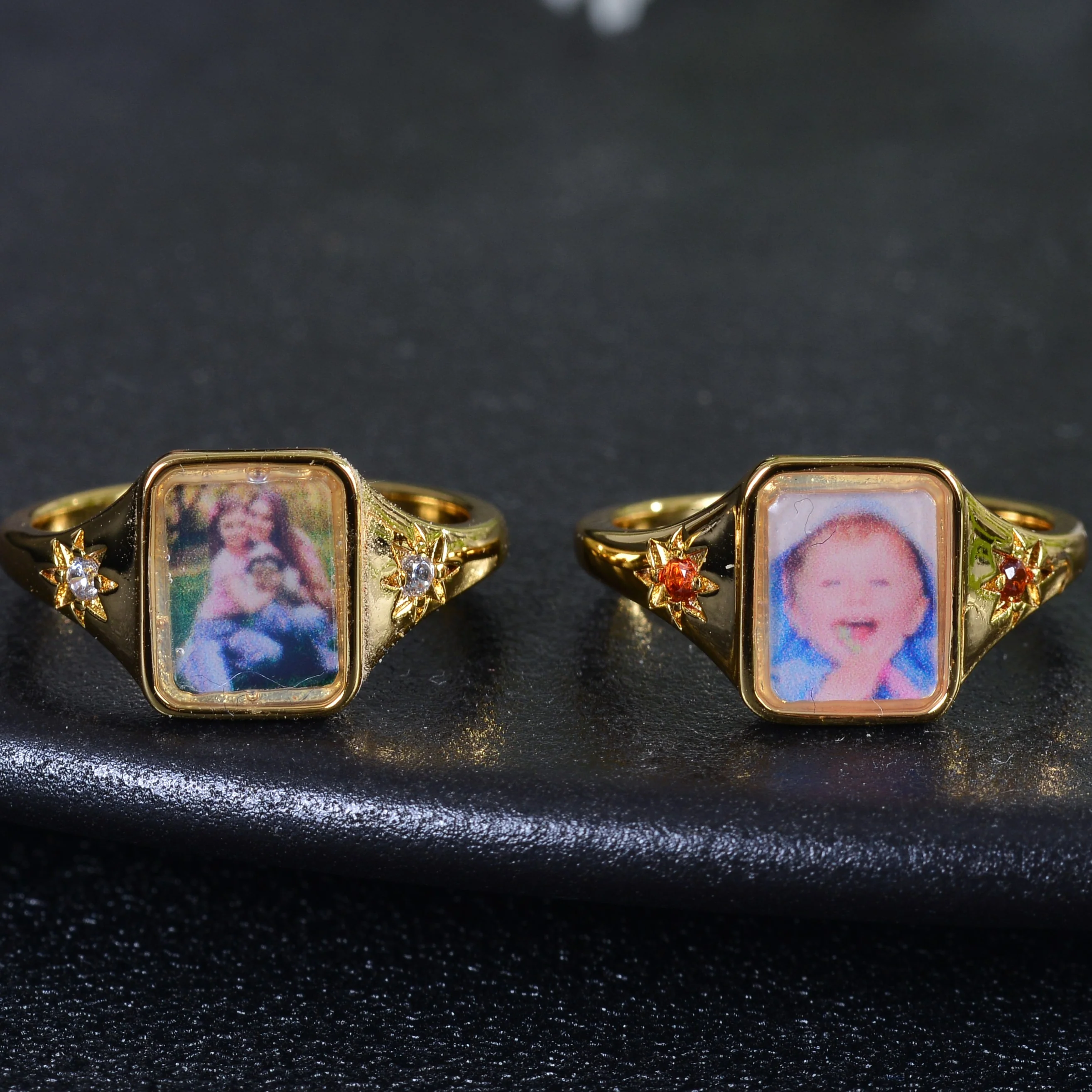 Personalized Colorful Photo Square Ring - Image 3