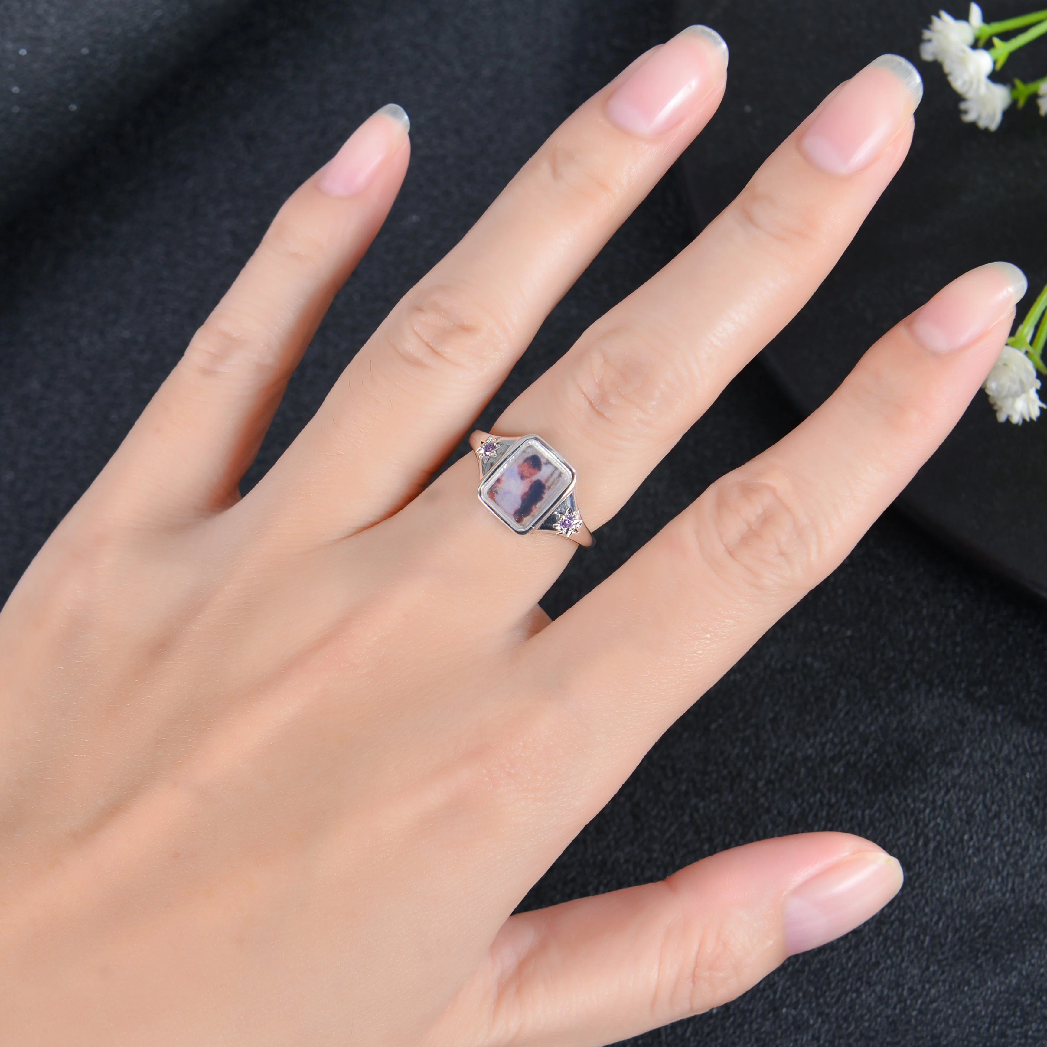 Personalized Colorful Photo Square Ring - Image 9