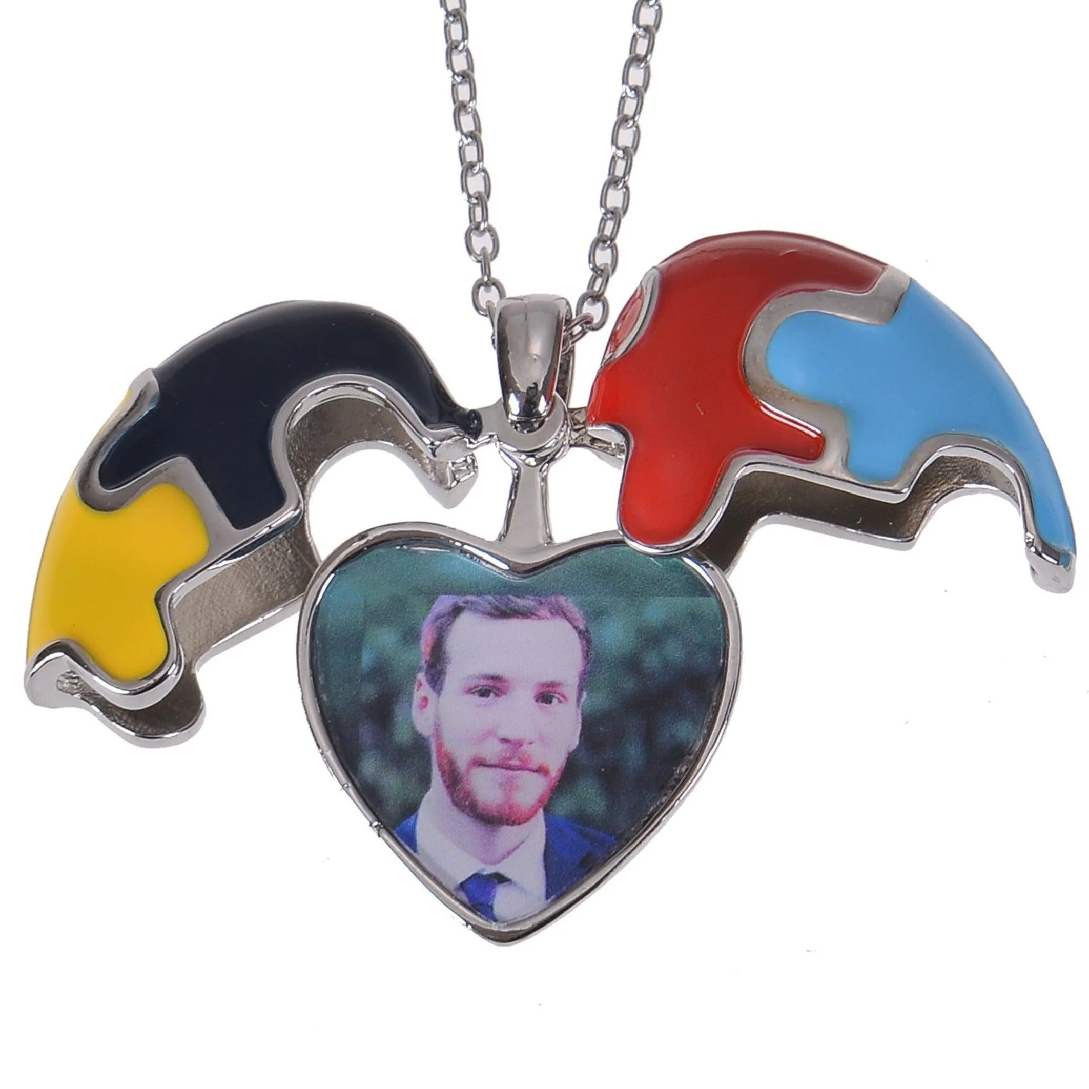 Personalized Colorful Heart Shaped Photo Puzzle Pendant Necklace