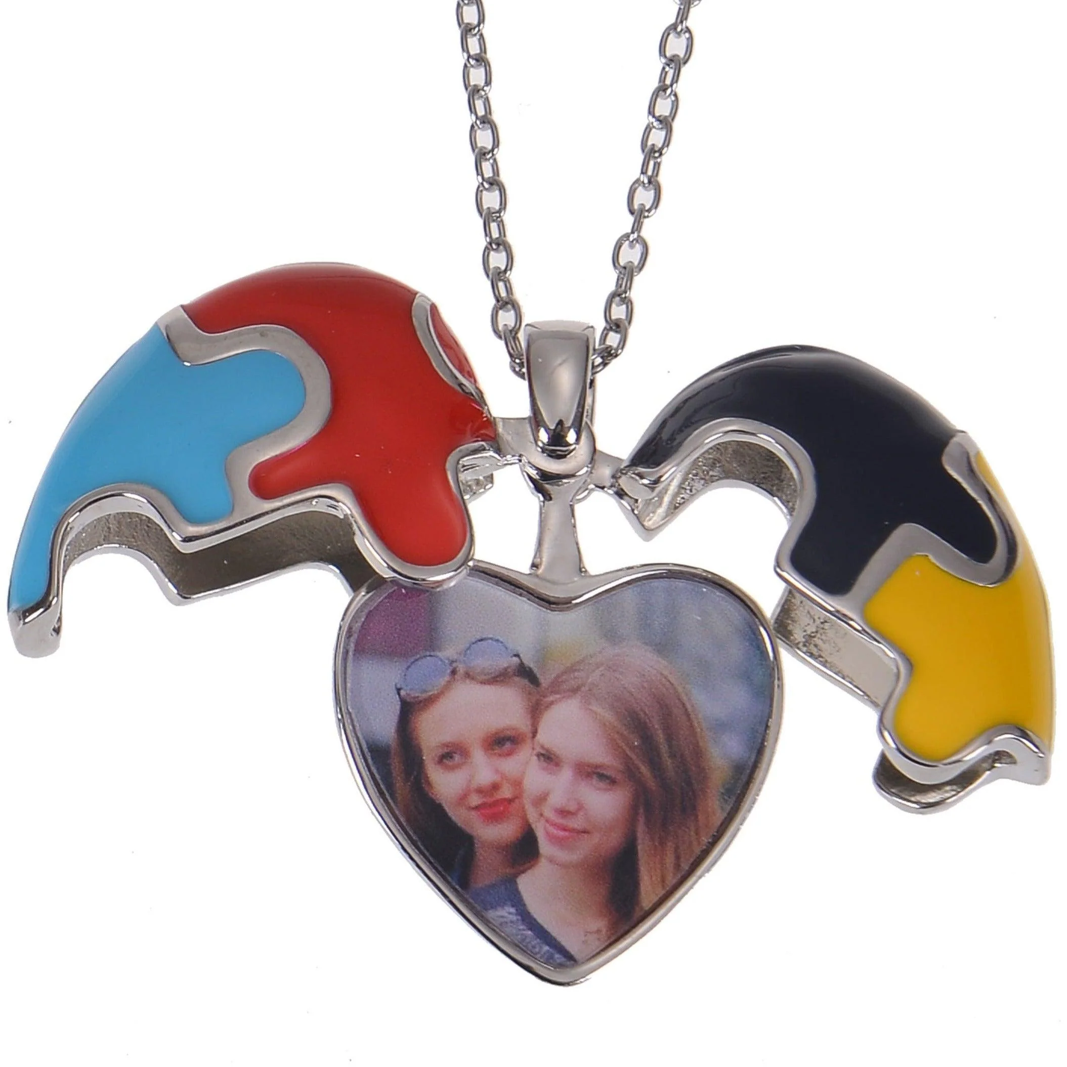 Personalized Colorful Heart Shaped Photo Puzzle Pendant Necklace - Image 2