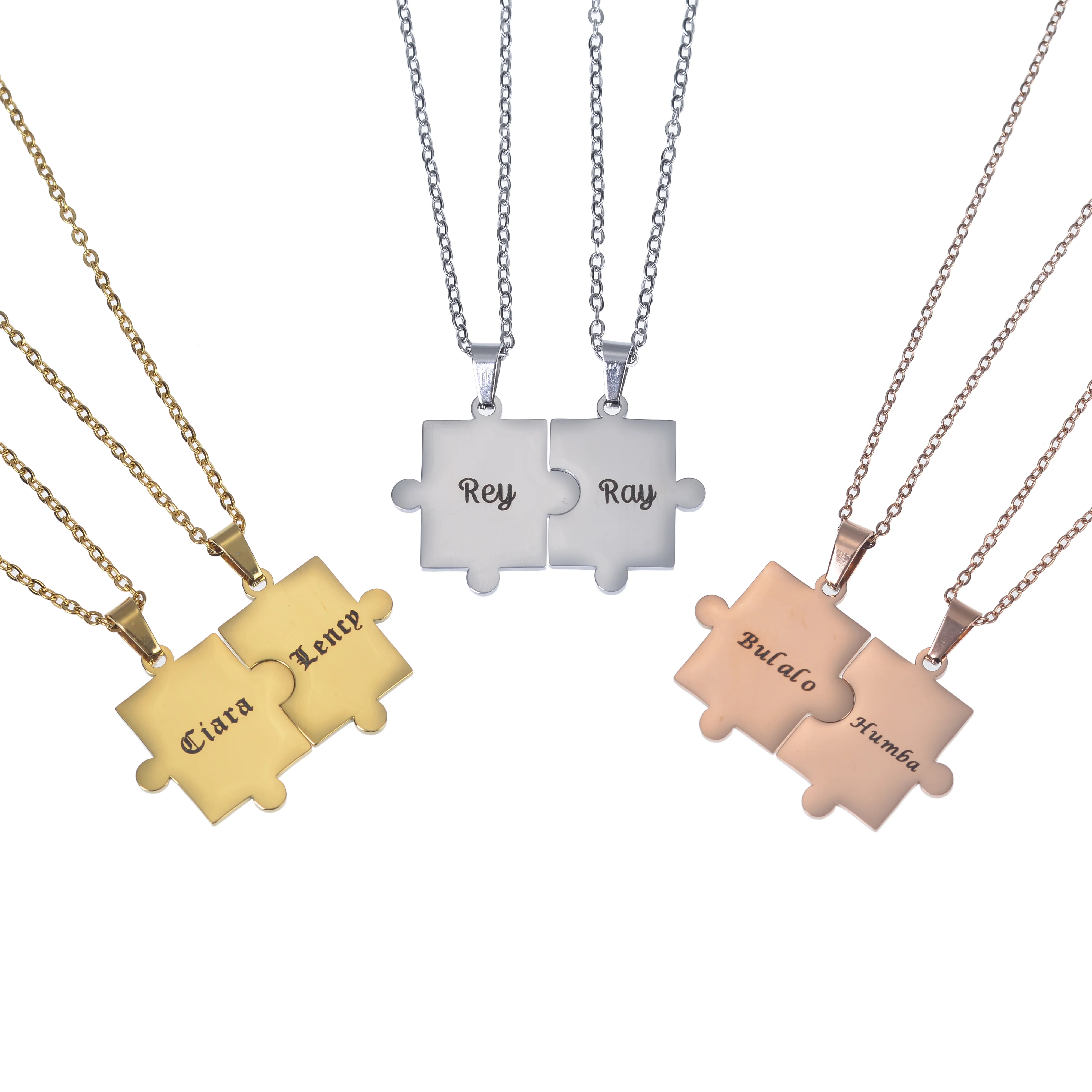 Personalized Couple Name Puzzle Piece Necklace