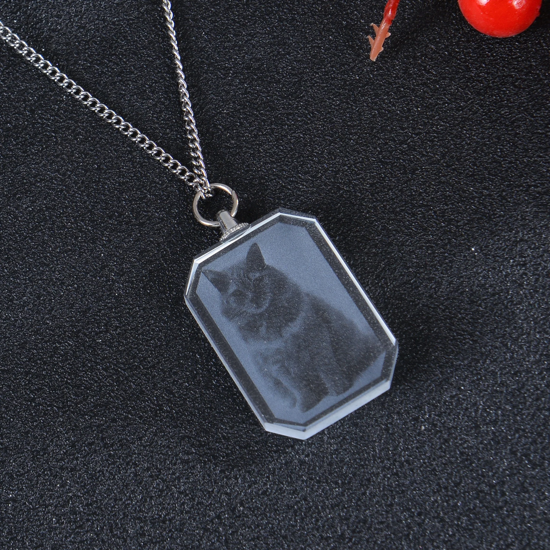 Personalized Crystal Photo Necklace - Image 5