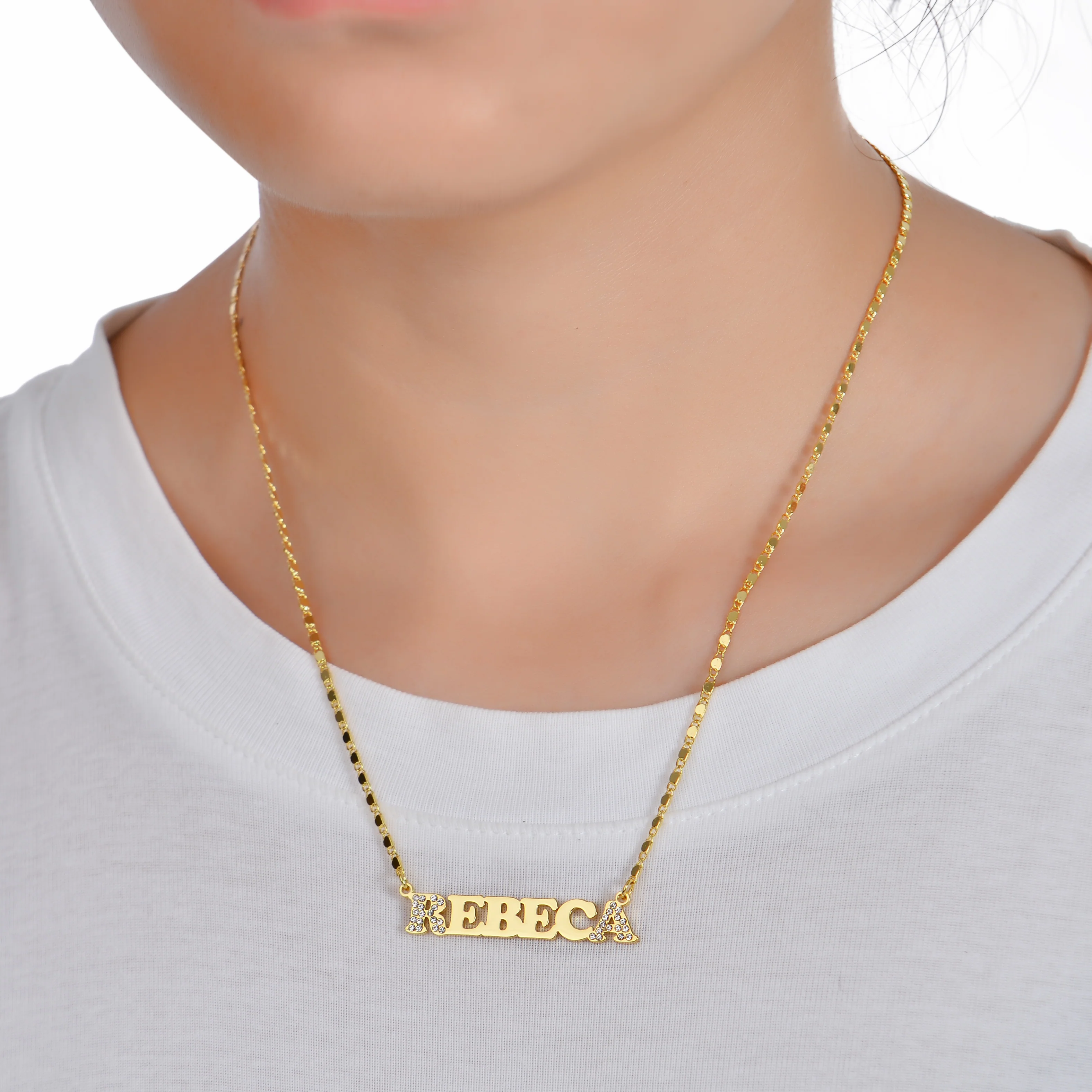 Personalized Diamond Letter Name Pendant Necklace - Image 2