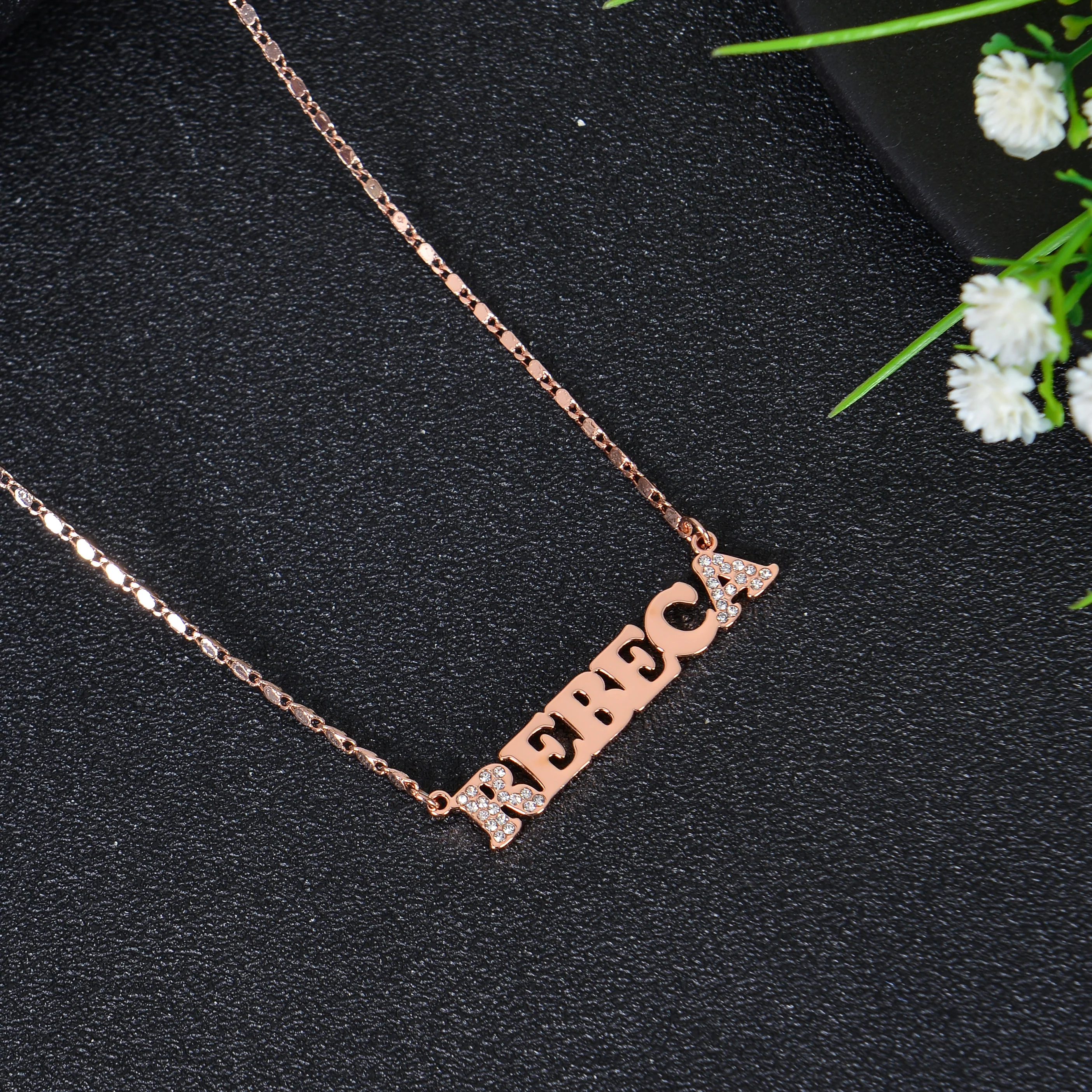 Personalized Diamond Letter Name Pendant Necklace - Image 4