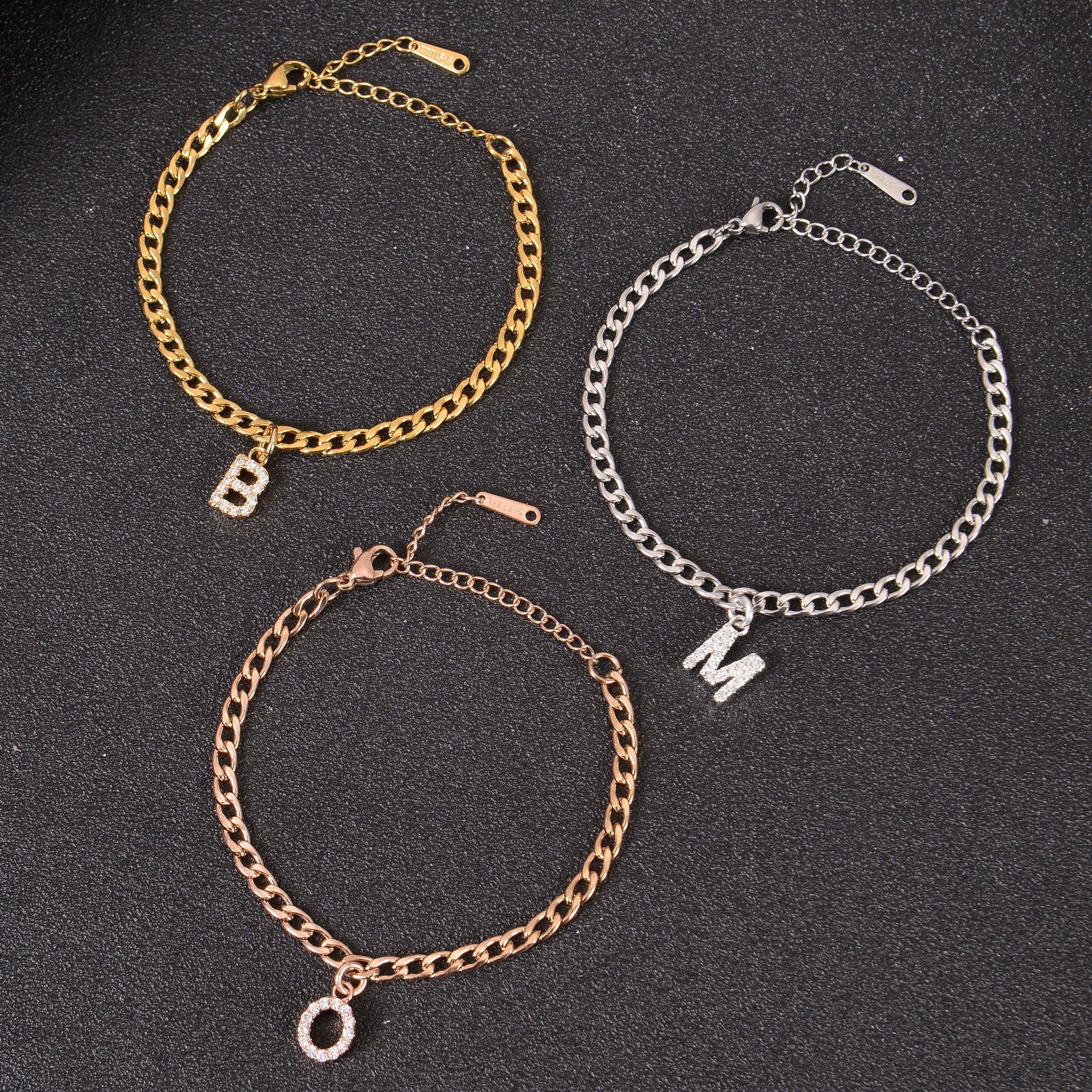 Diamond Studded A-Z Initial Letter Bracelets - Image 4