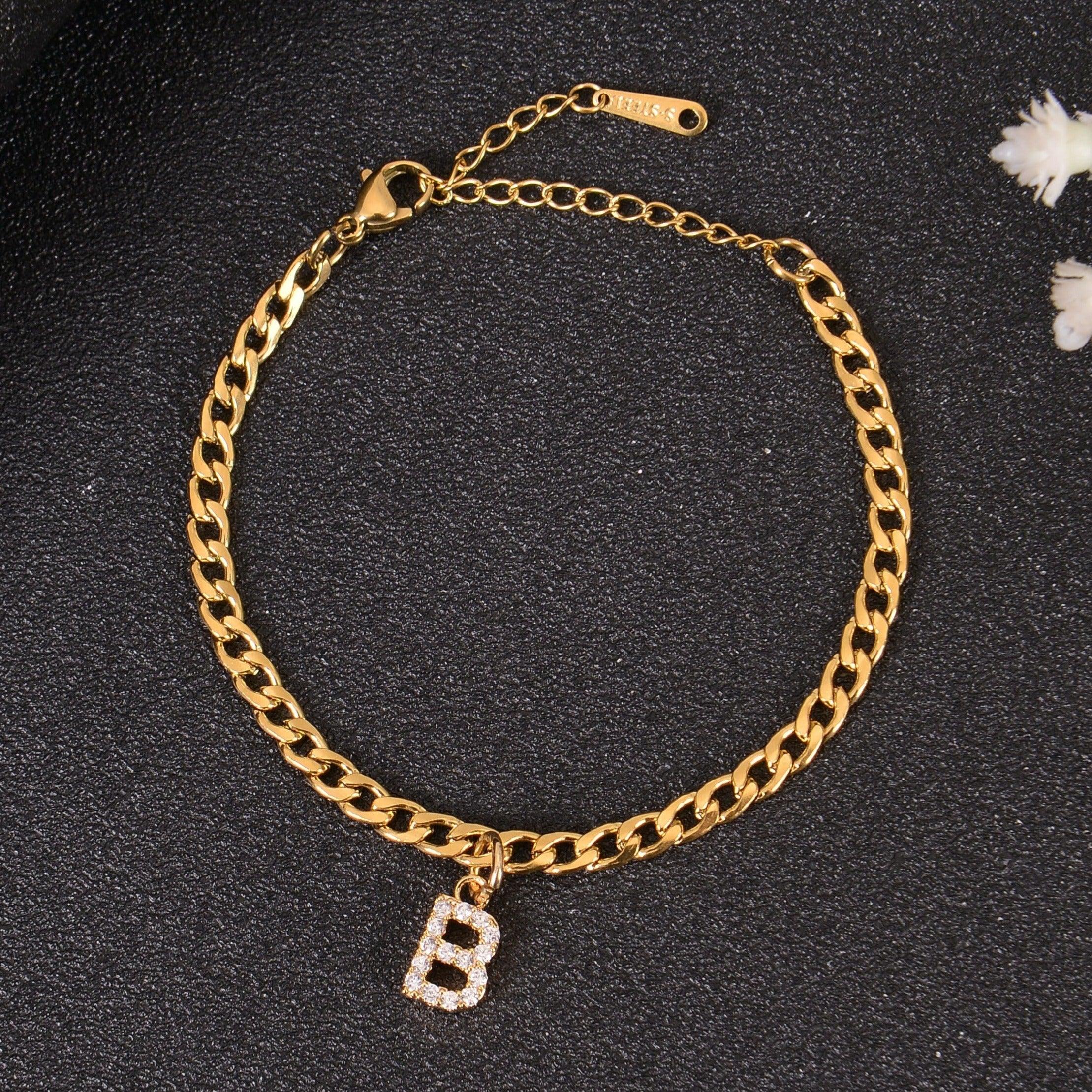 Diamond Studded A-Z Initial Letter Bracelets - Image 5