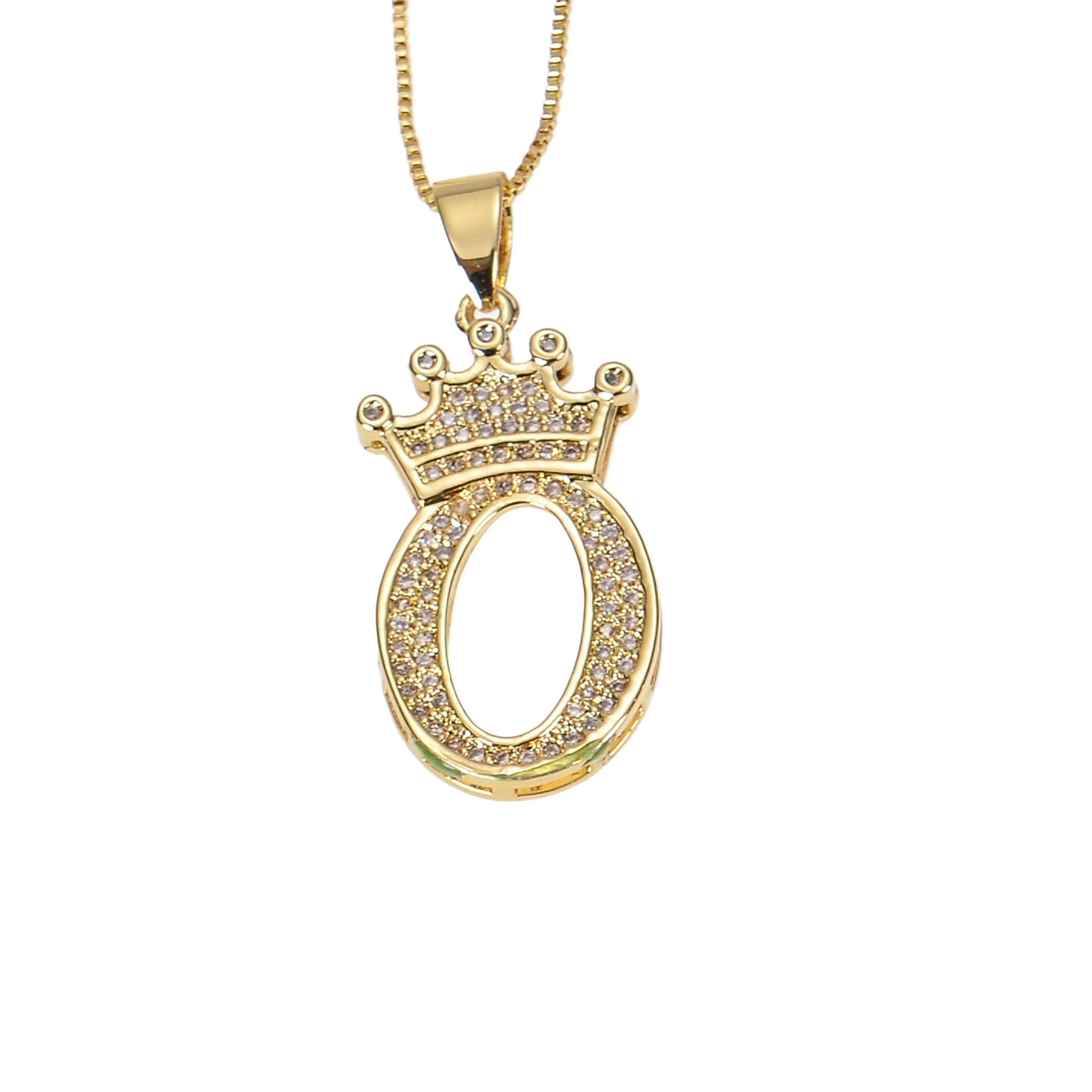 Diamond Studded Crown Initial Necklace - Image 4