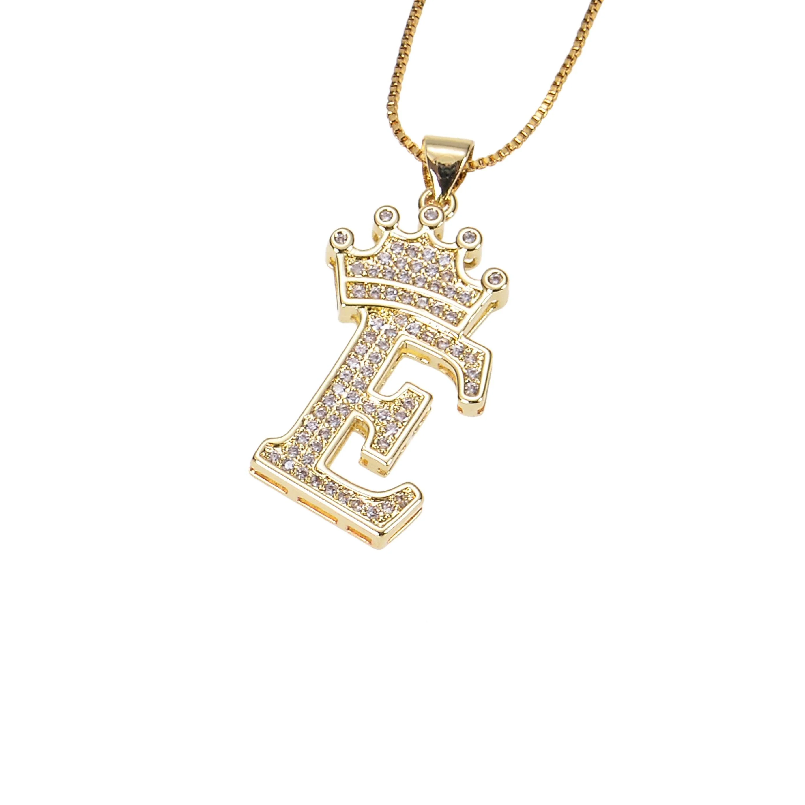 Diamond Studded Crown Initial Necklace - Image 6