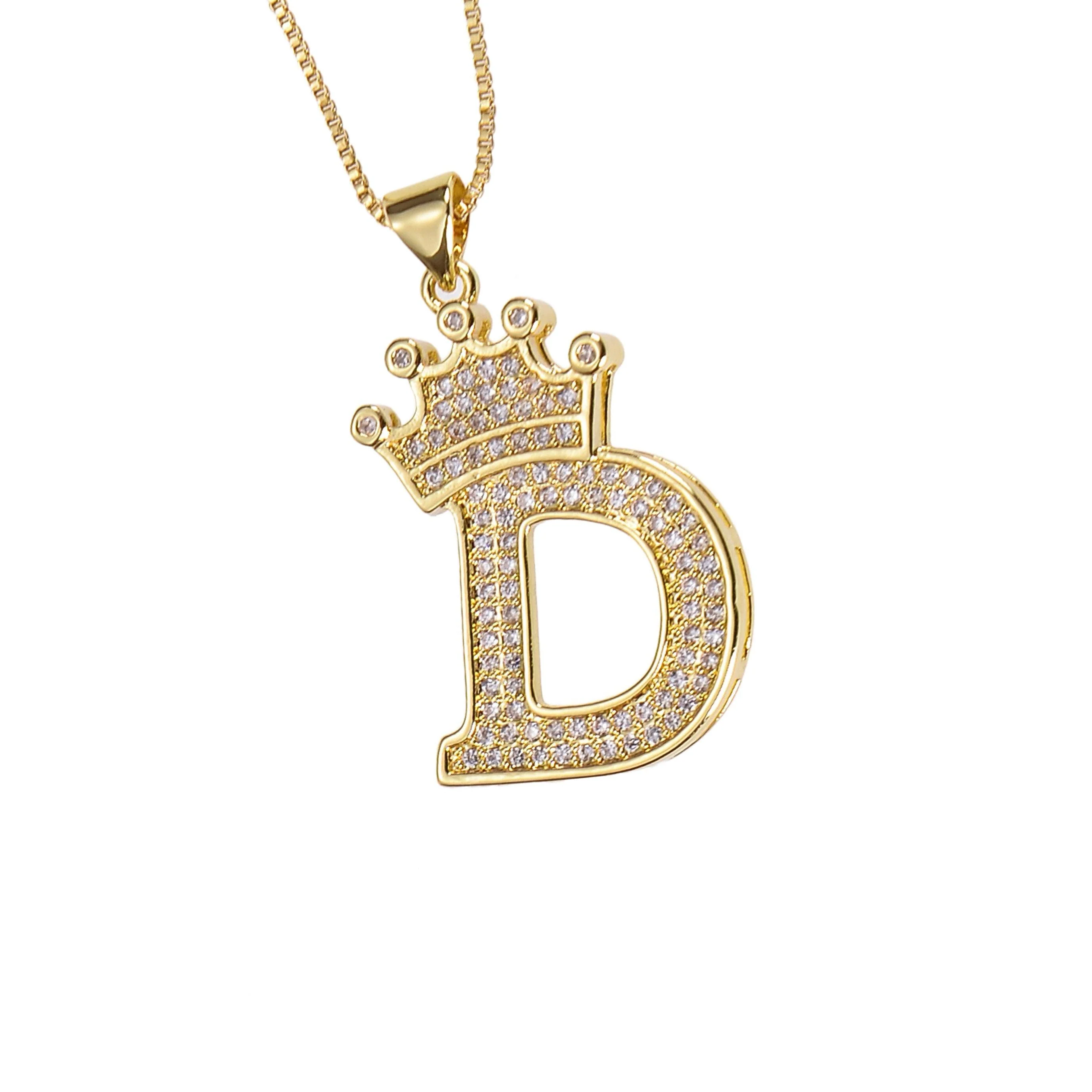 Diamond Studded Crown Initial Necklace - Image 8