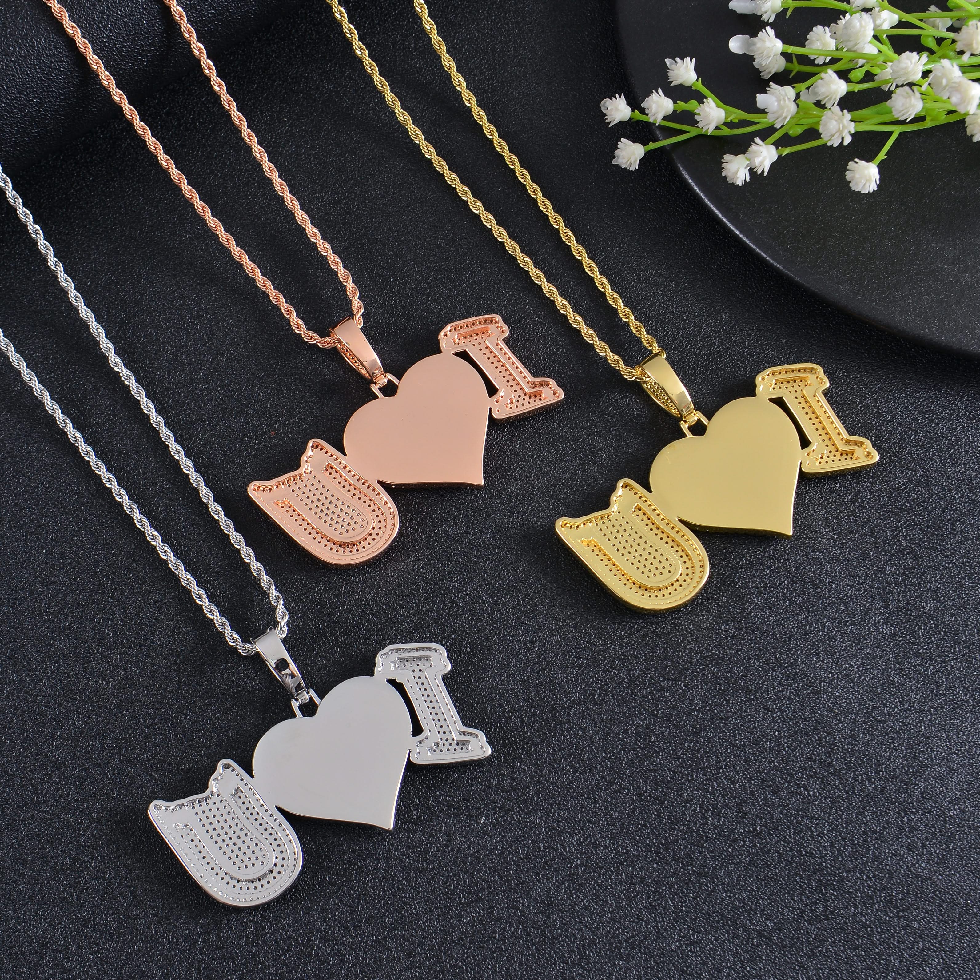 Personalized Diamond Studded I Love U Photo Heart Necklace - Image 6