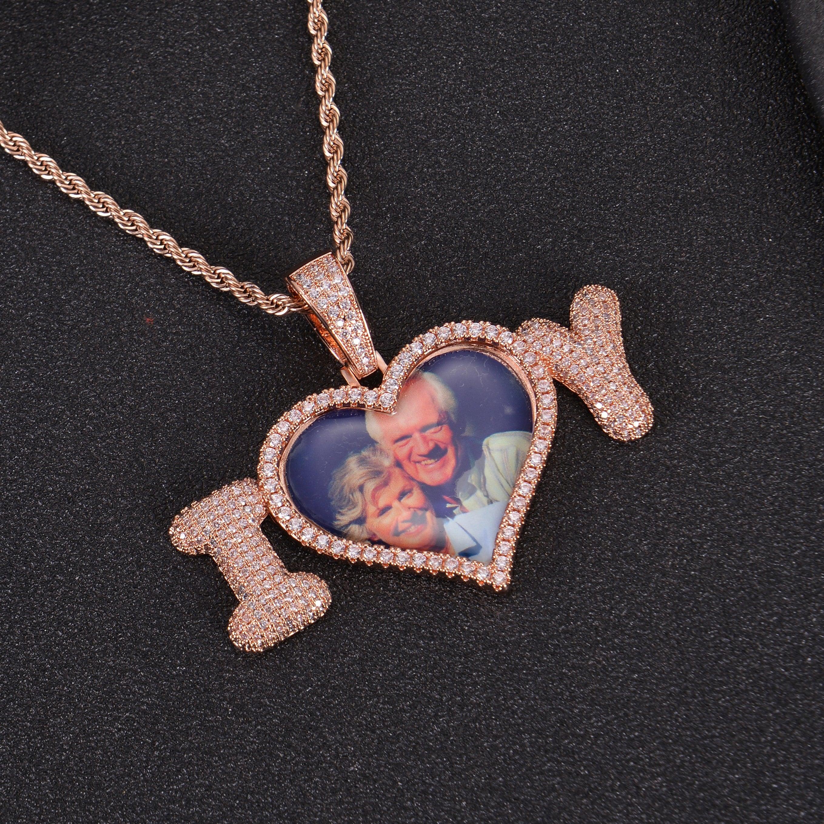 Personalized Diamond Studded I Love You Photo Necklace - Image 3