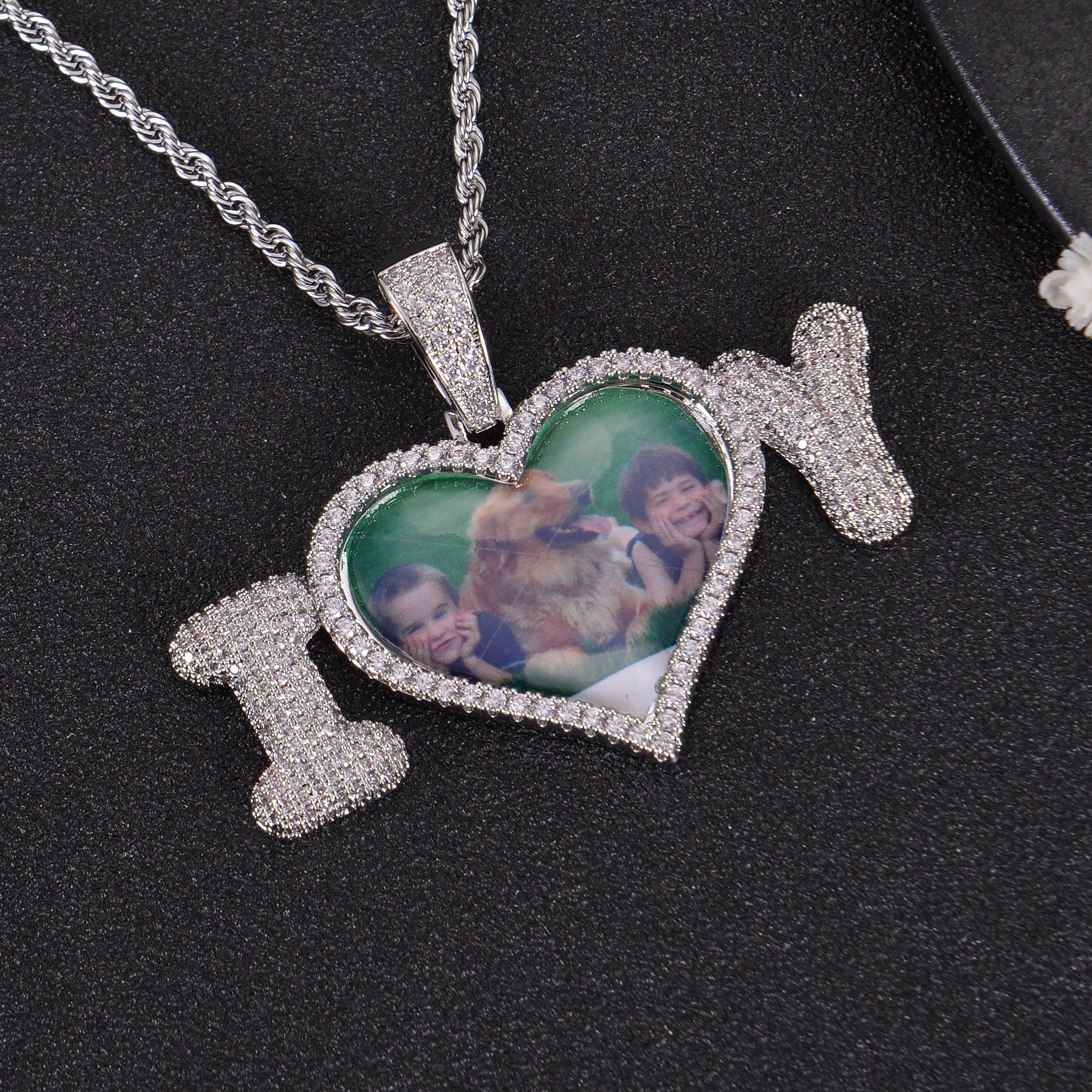 Personalized Diamond Studded I Love You Photo Necklace - Image 5