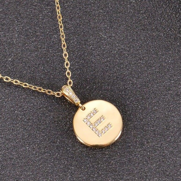 Diamond Studded Initial Necklace Circle - Image 5
