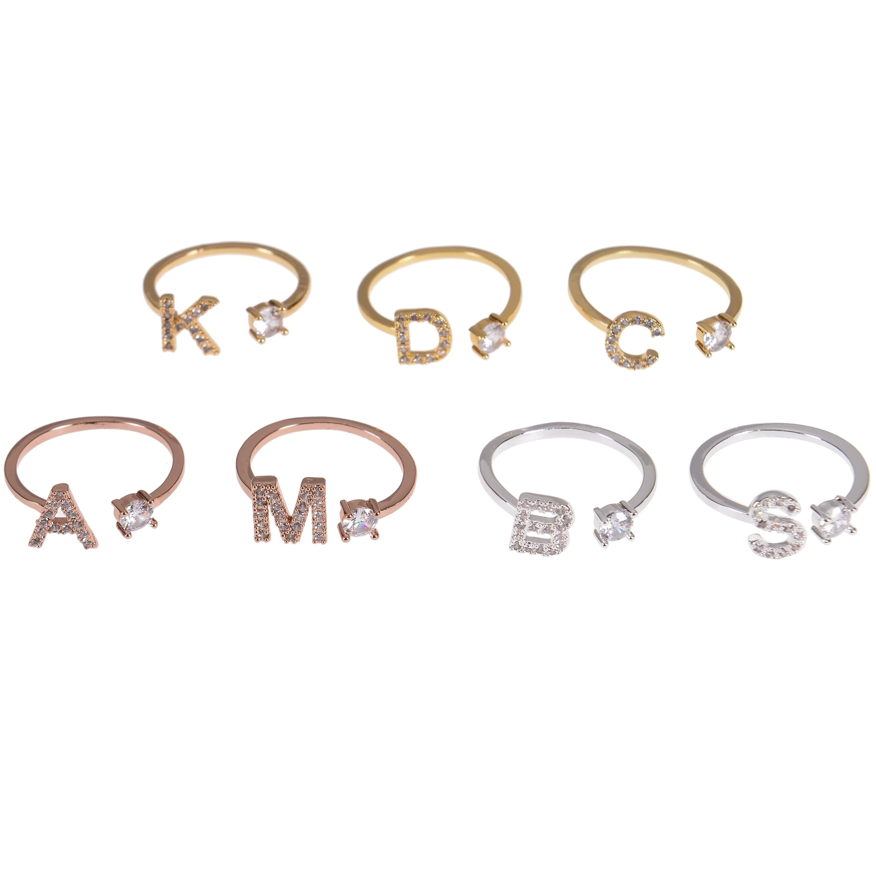 Personalized Diamond Studded Initial Ring
