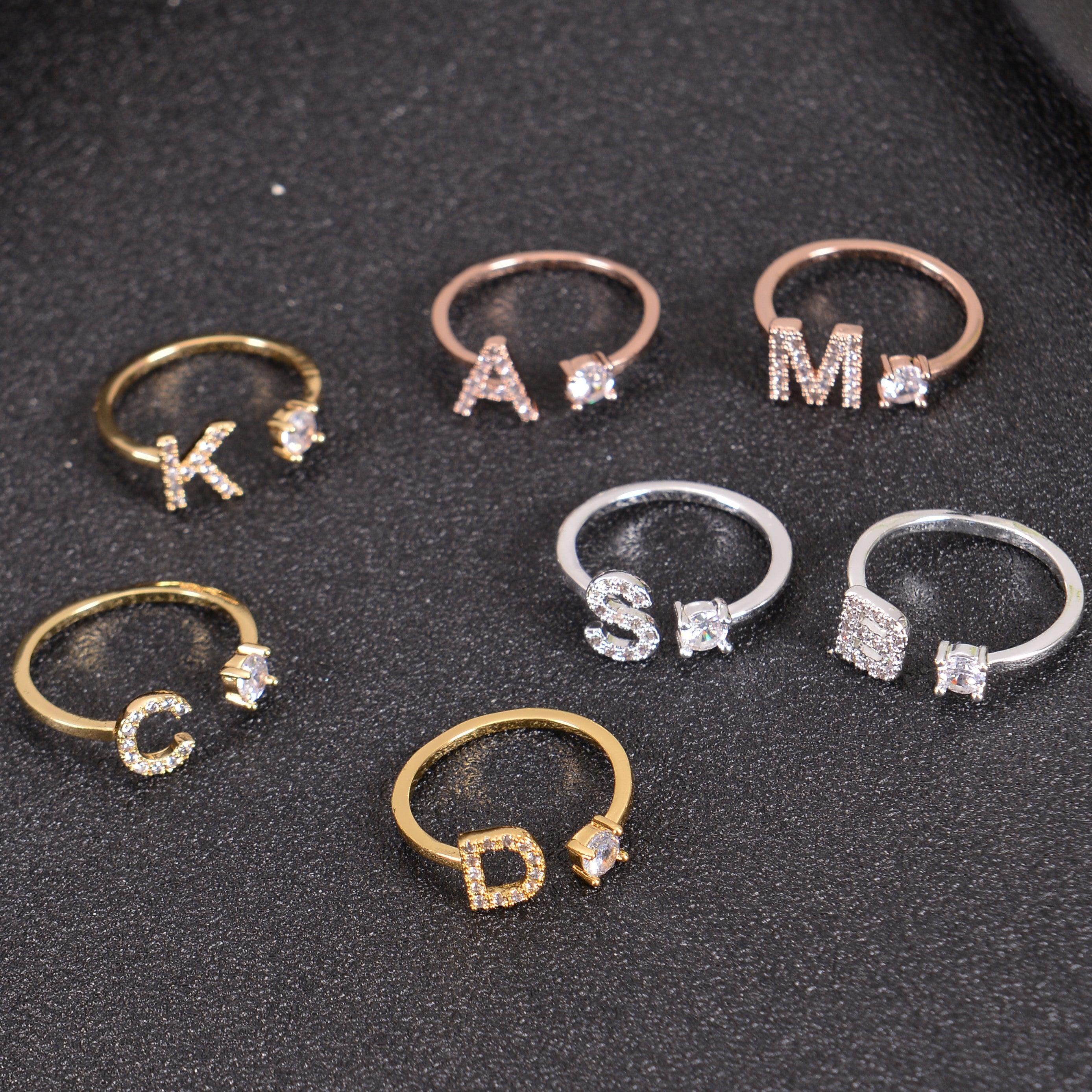 Personalized Diamond Studded Initial Ring - Image 2