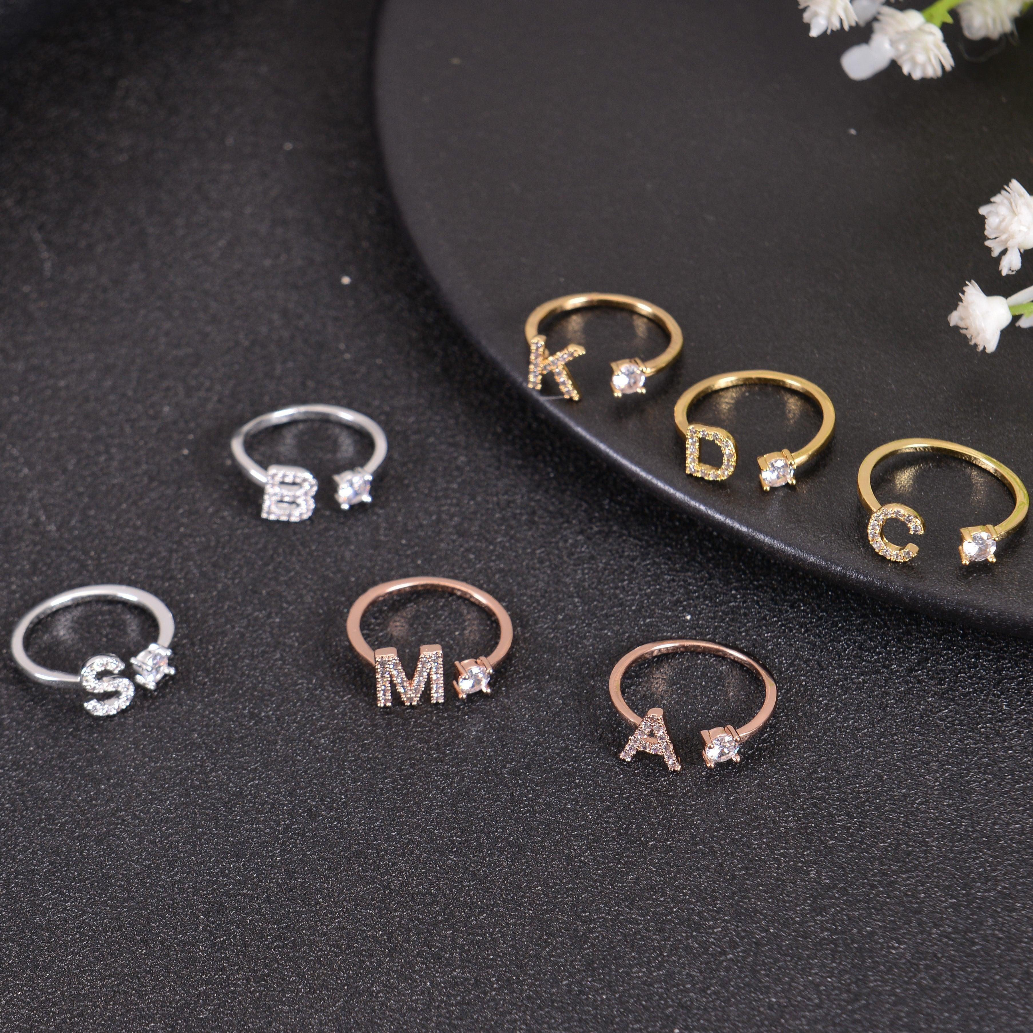 Personalized Diamond Studded Initial Ring - Image 6