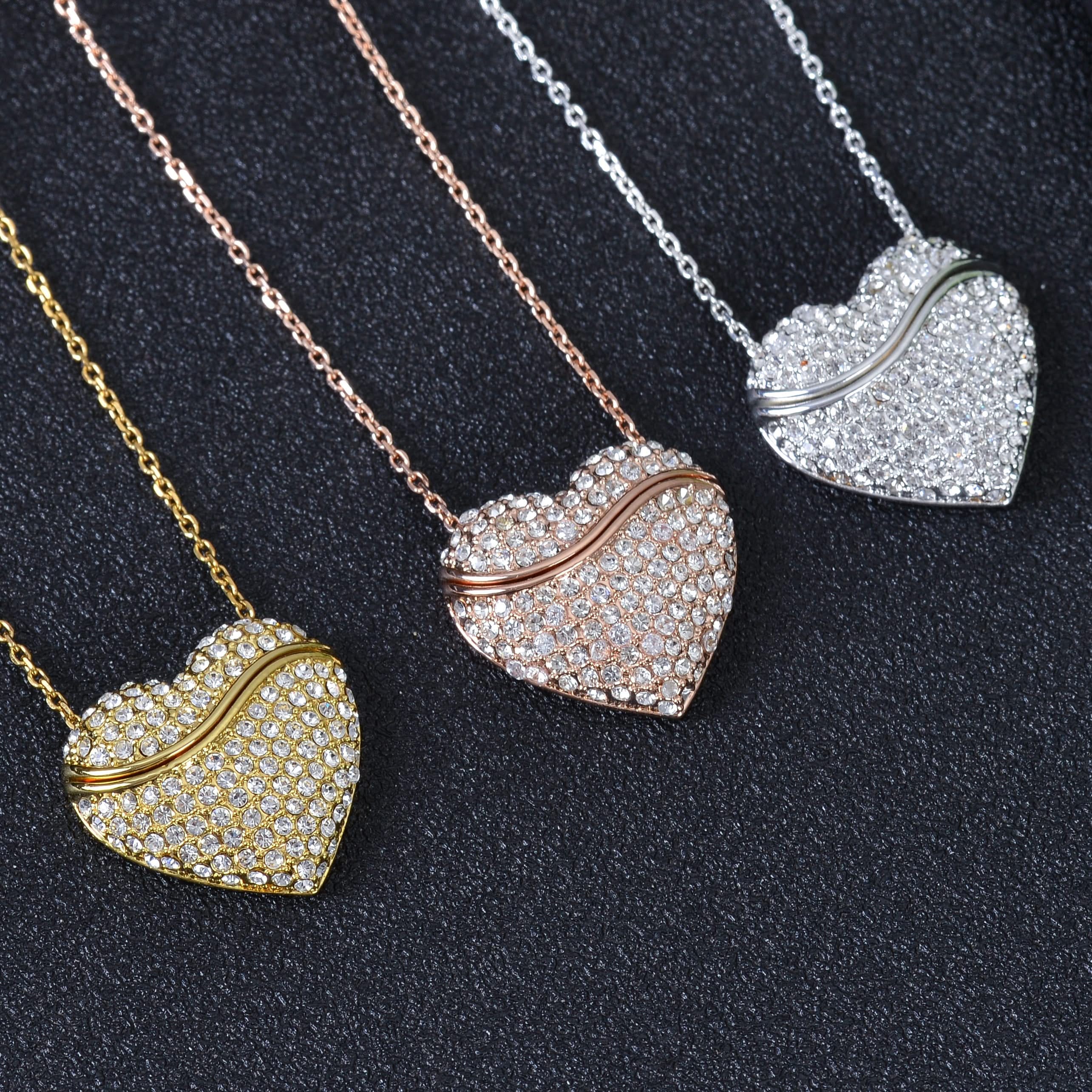 Personalized Diamond Studded Name Engraved Heart Shaped Openable Necklace - Image 9