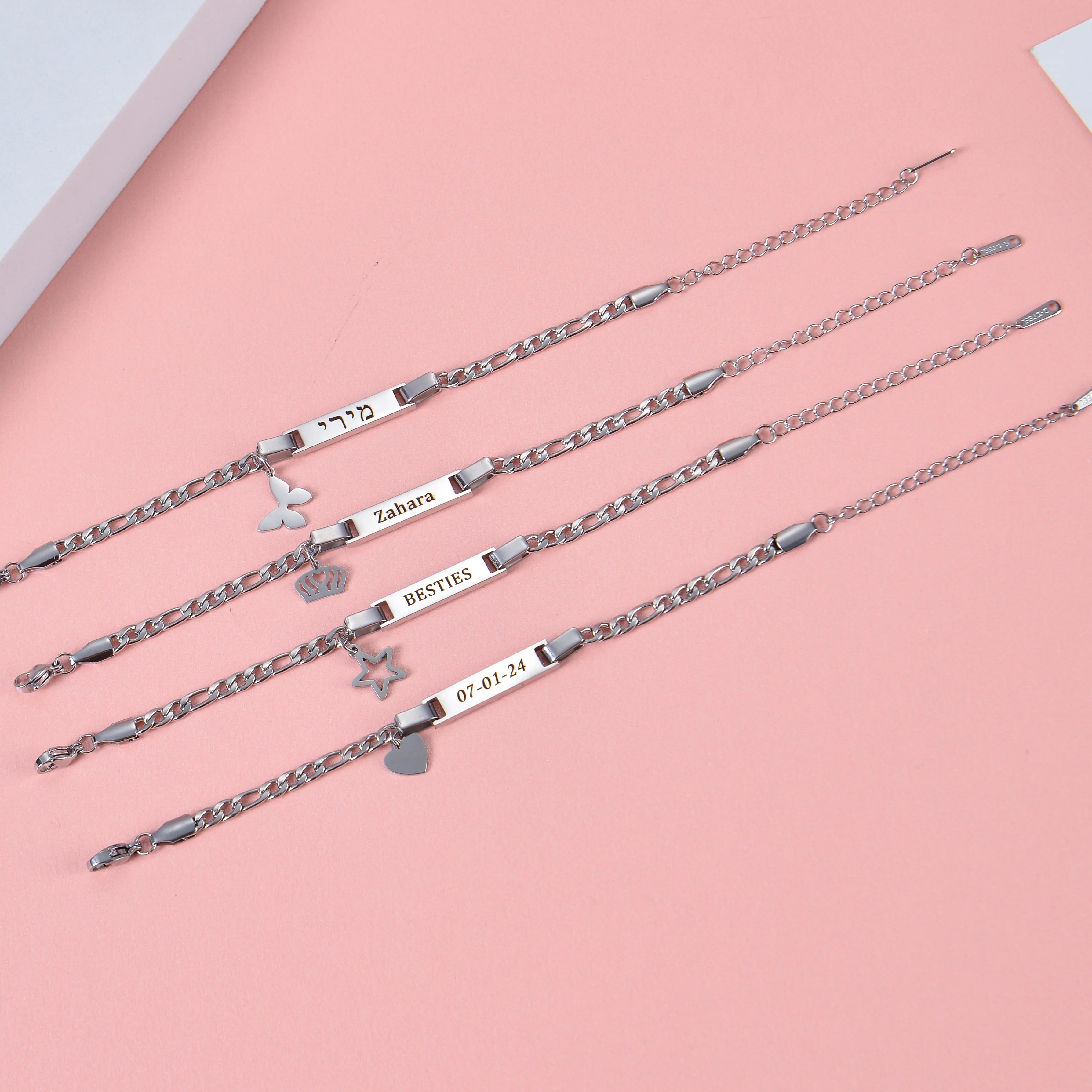 Personalized Engraved Name Bracelets with Charms - Image 3