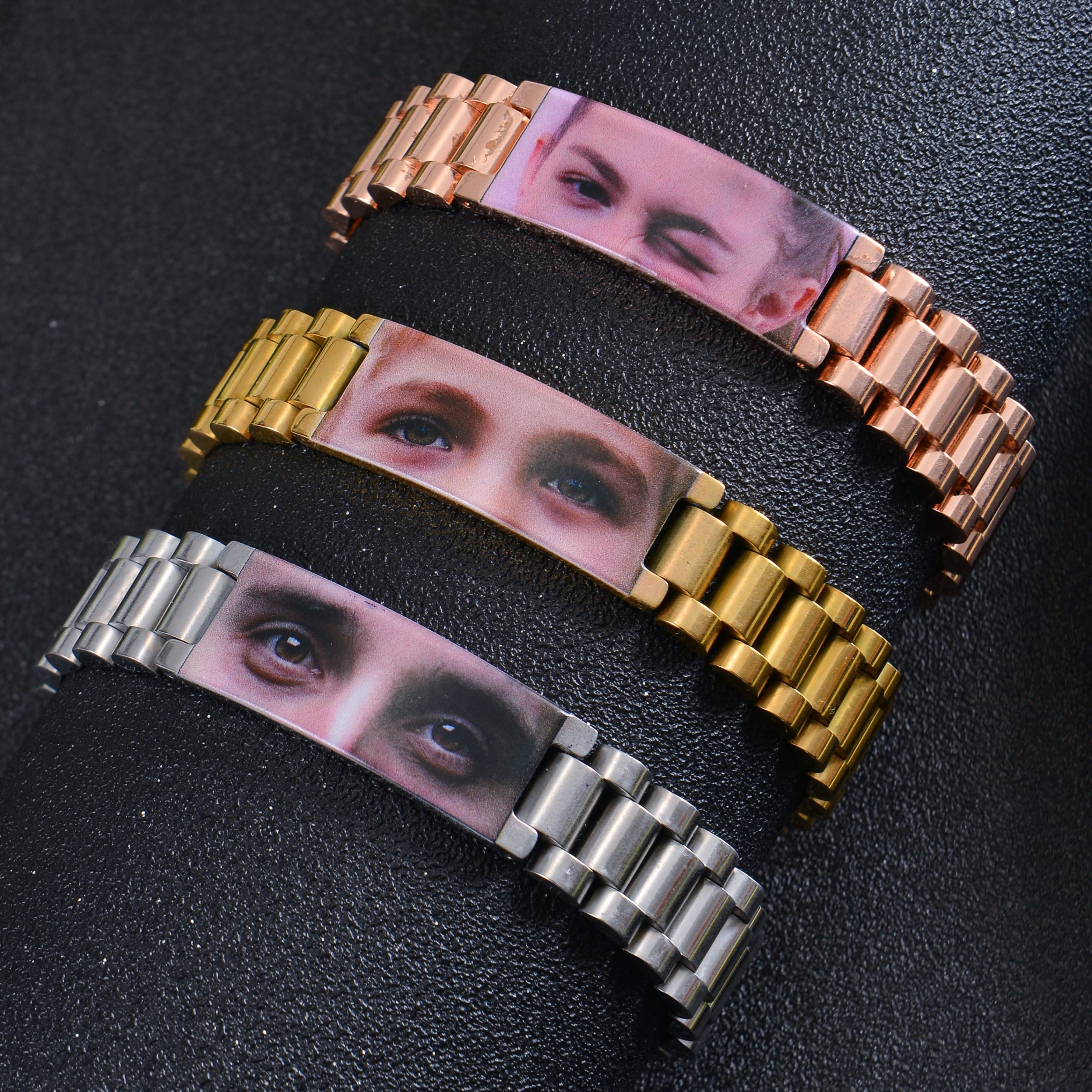Personalized Eye Engraved Bar Bracelet in Watch Style - Image 6
