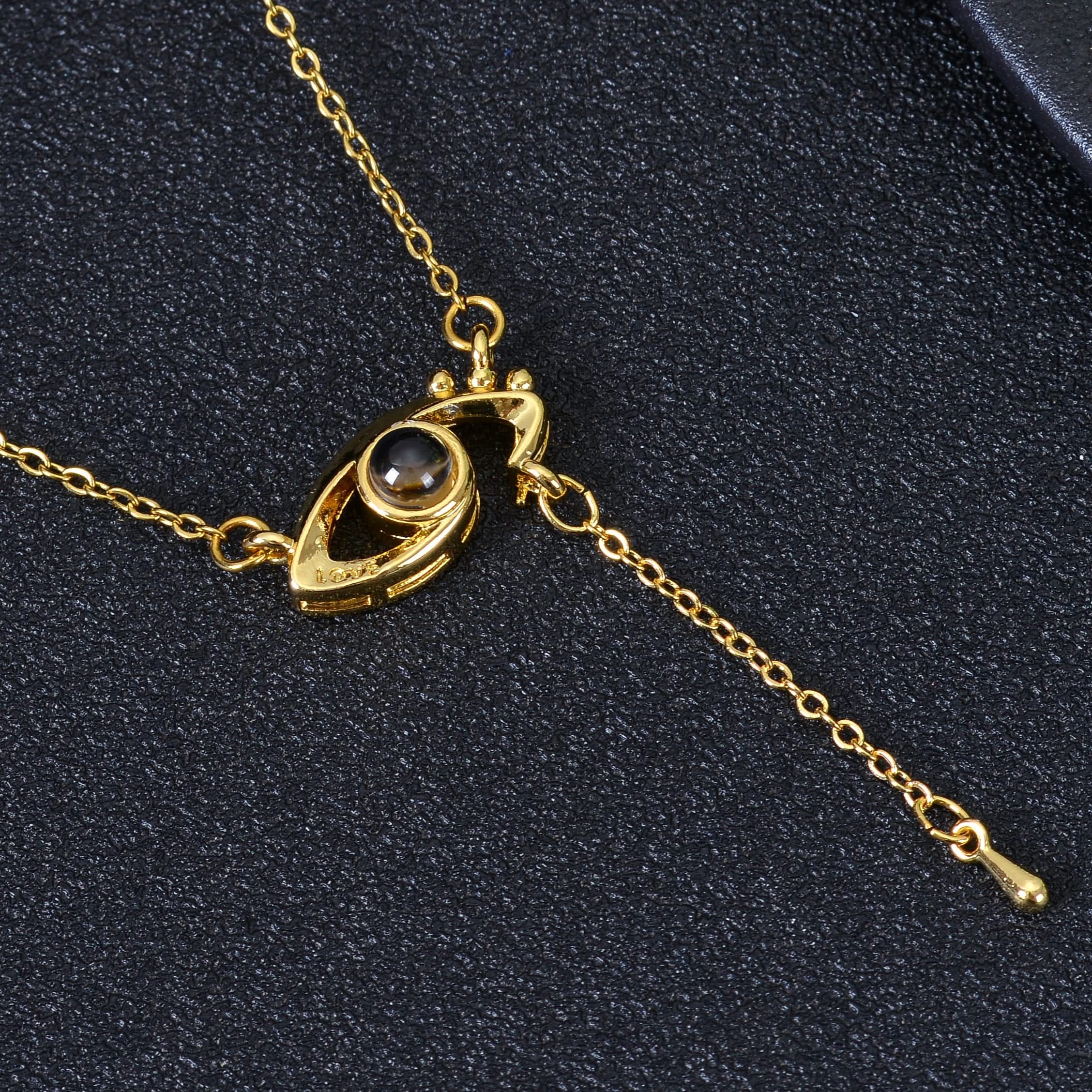 Personalized Eye Shaped Photo Projection Necklace - Image 2