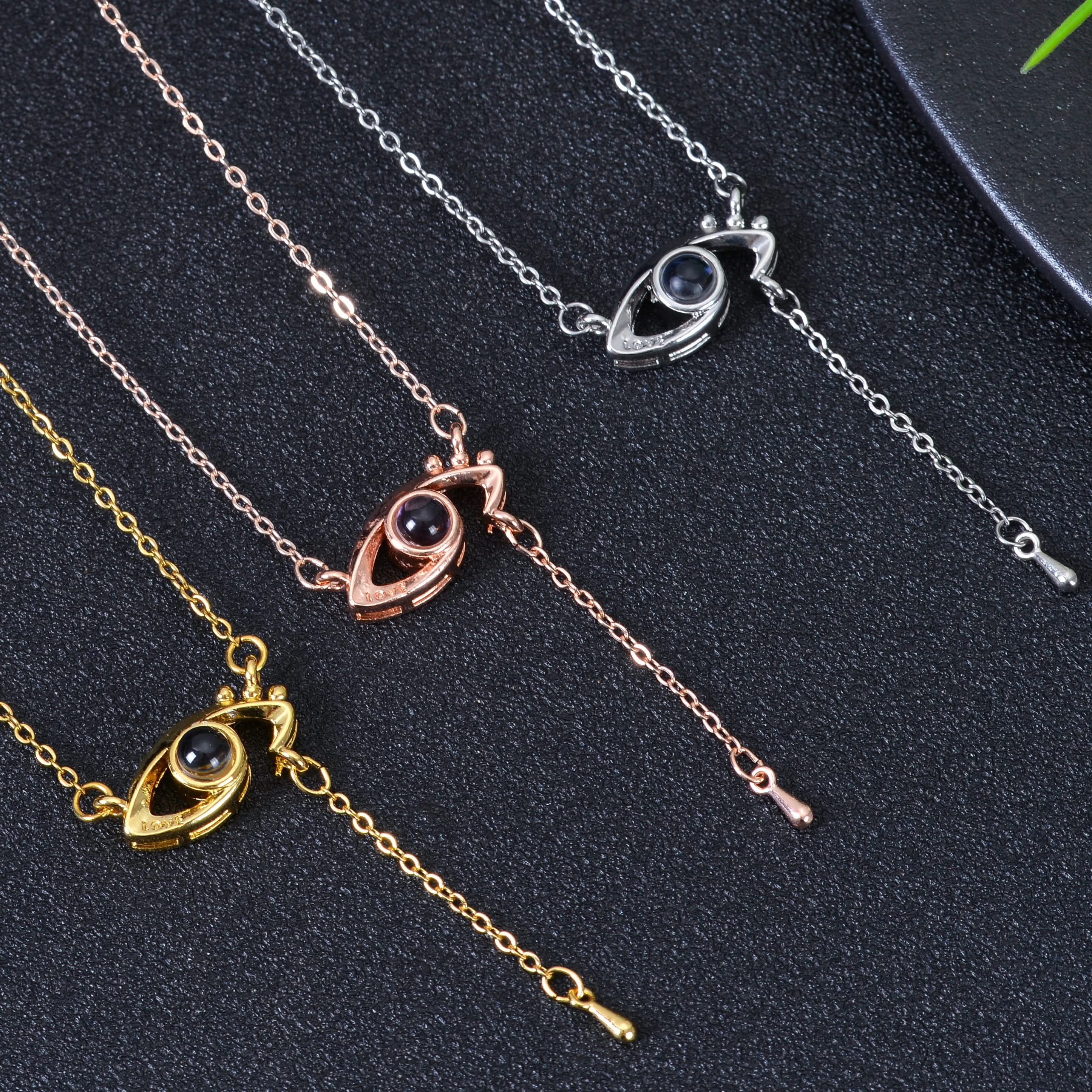 Personalized Eye Shaped Photo Projection Necklace - Image 5