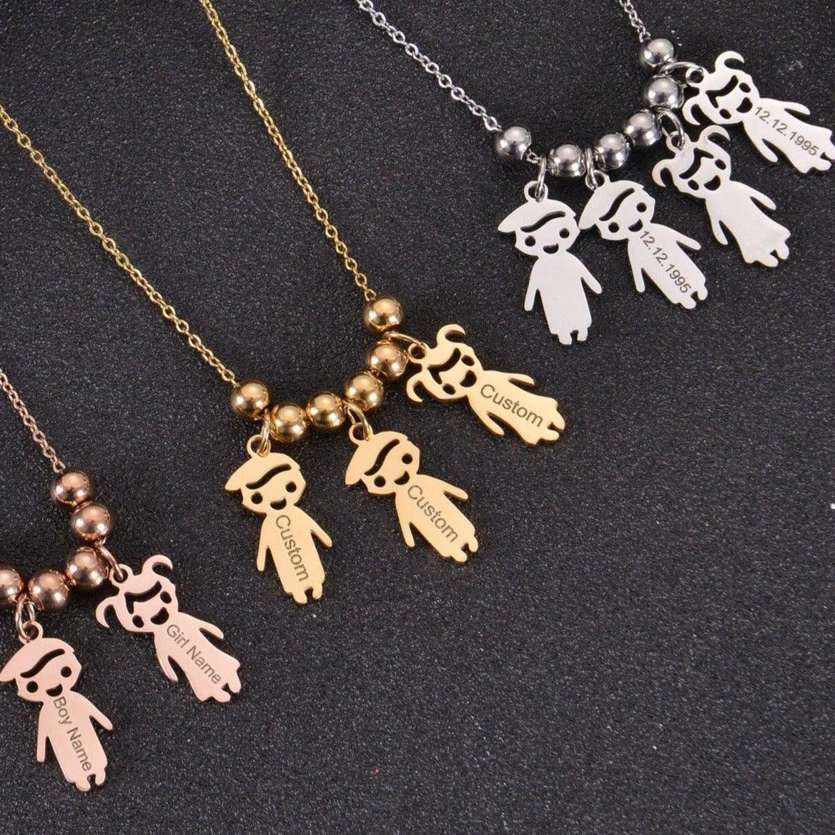 Family Girl Boy Pendant Necklace - Image 3