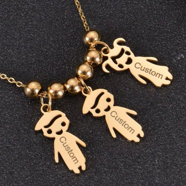 Family Girl Boy Pendant Necklace - Image 4
