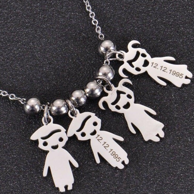 Family Girl Boy Pendant Necklace - Image 5