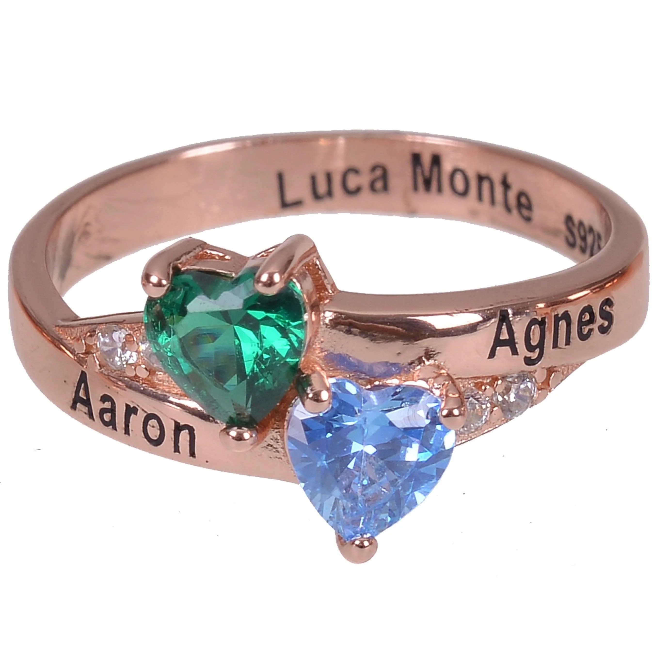 Personalized Heart Birthstone Promise Name Ring - Image 5