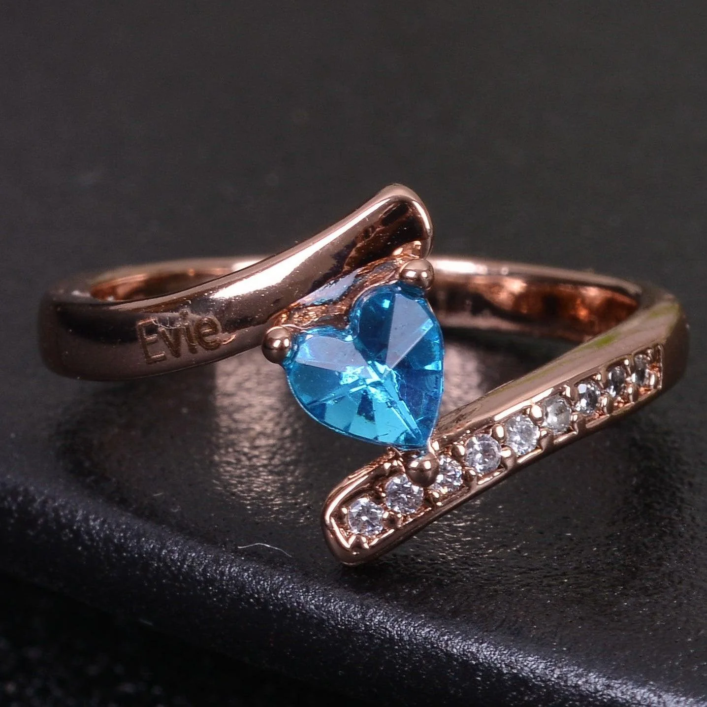 Personalized Heart Birthstone Promise Name Ring - Image 7