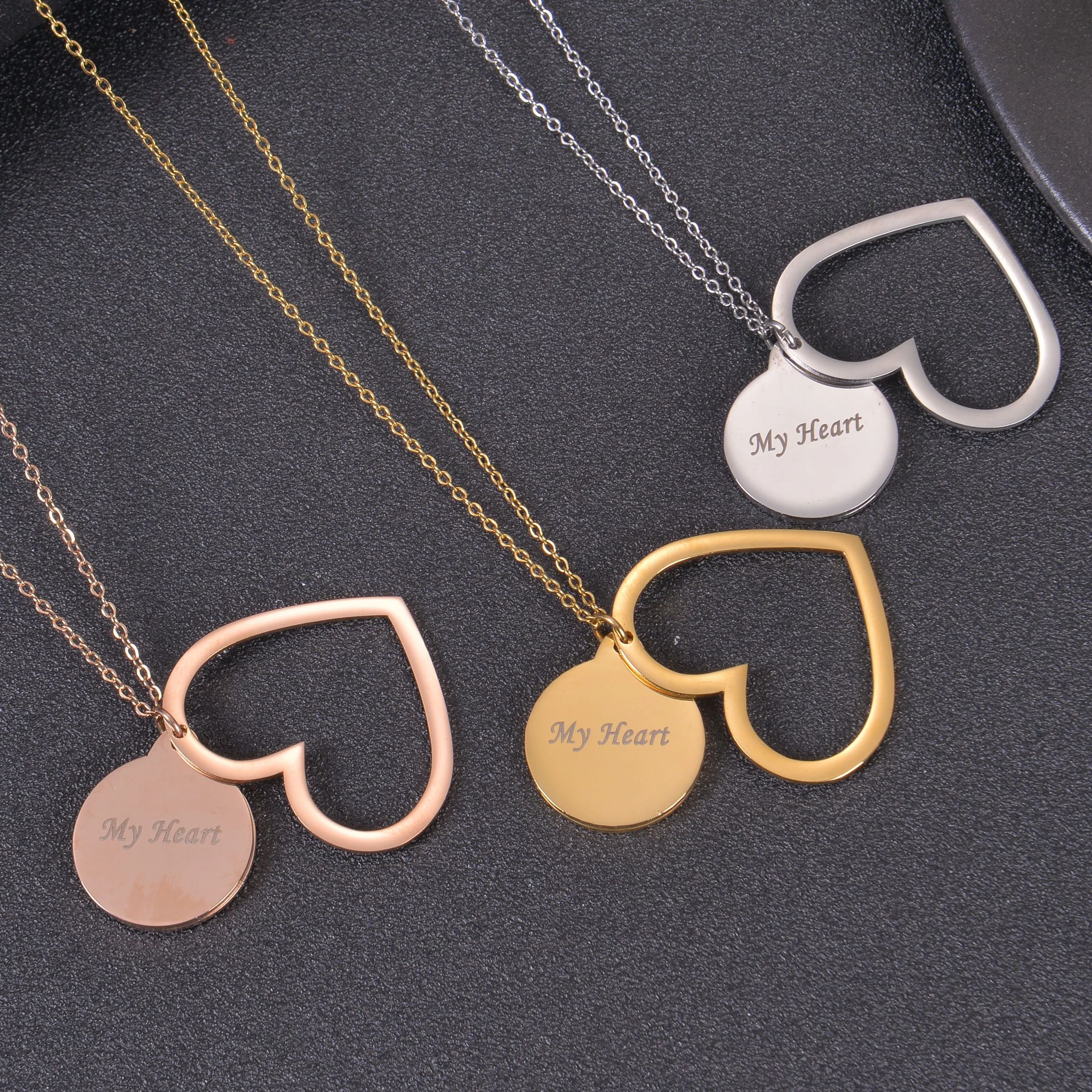 Personalized Heart Necklace with Colorful Photo Pendant - Image 2
