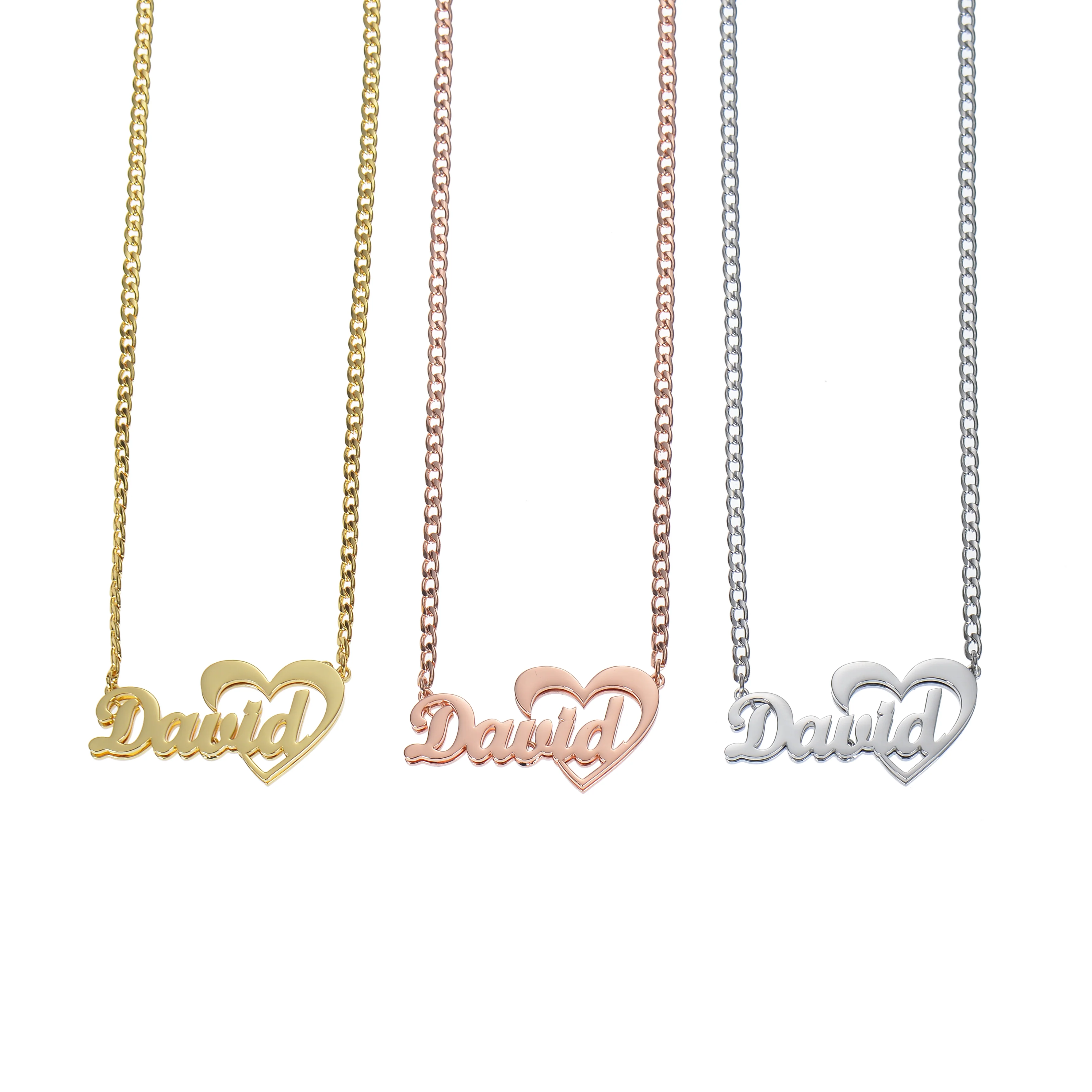 Personalized Heart Outline Name Necklace