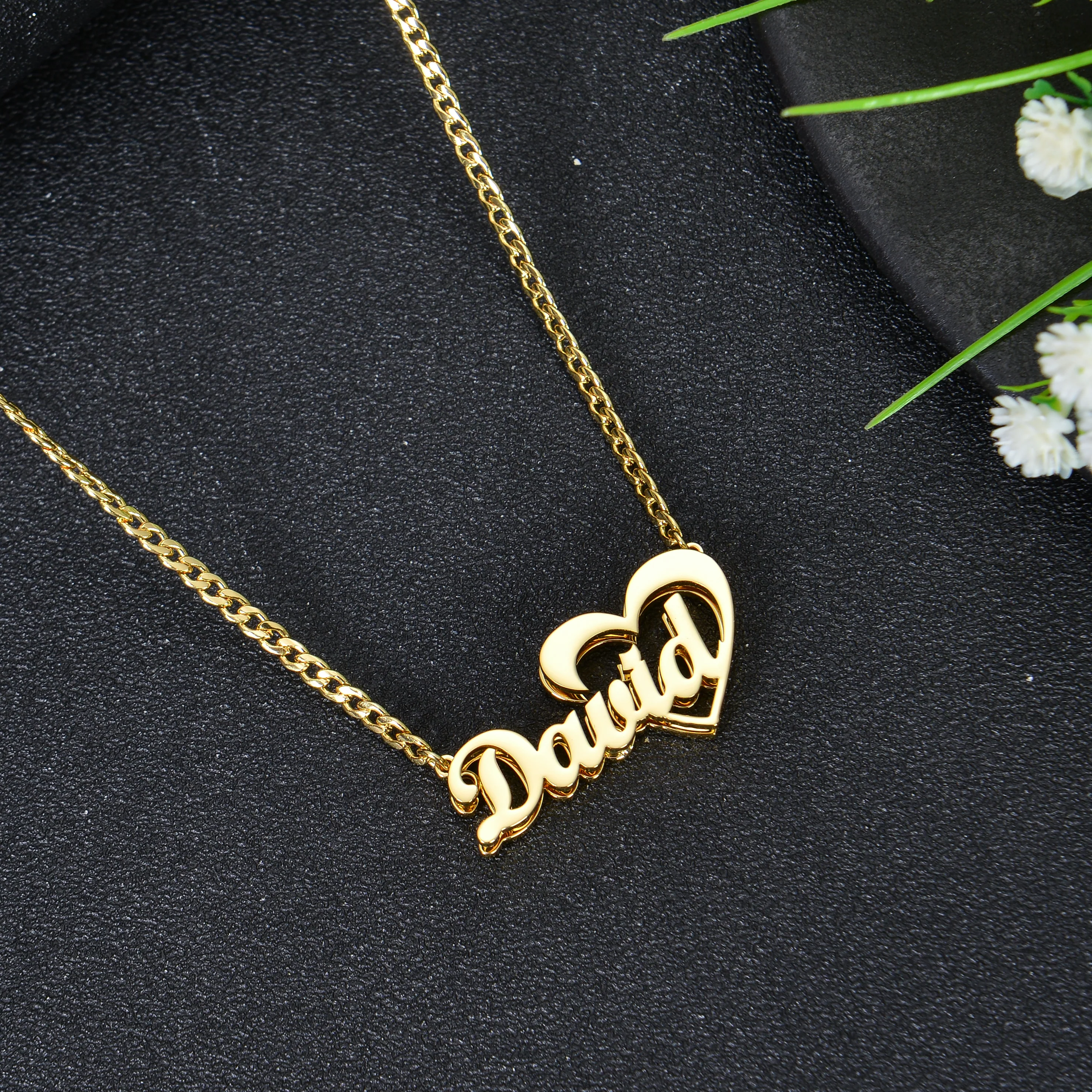 Personalized Heart Outline Name Necklace - Image 3
