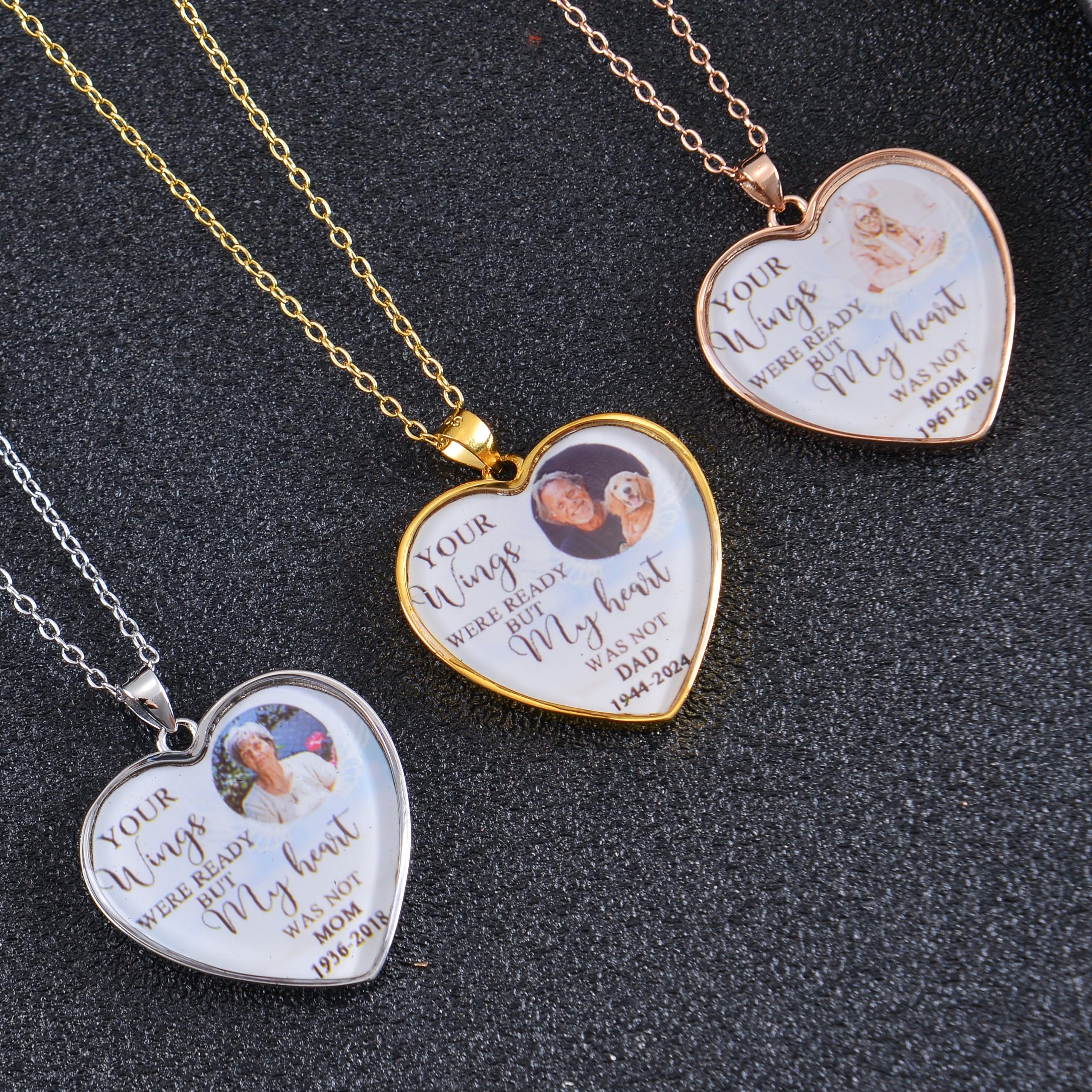 Personalized Heart Pendant Photo Memorial Necklace - Image 5