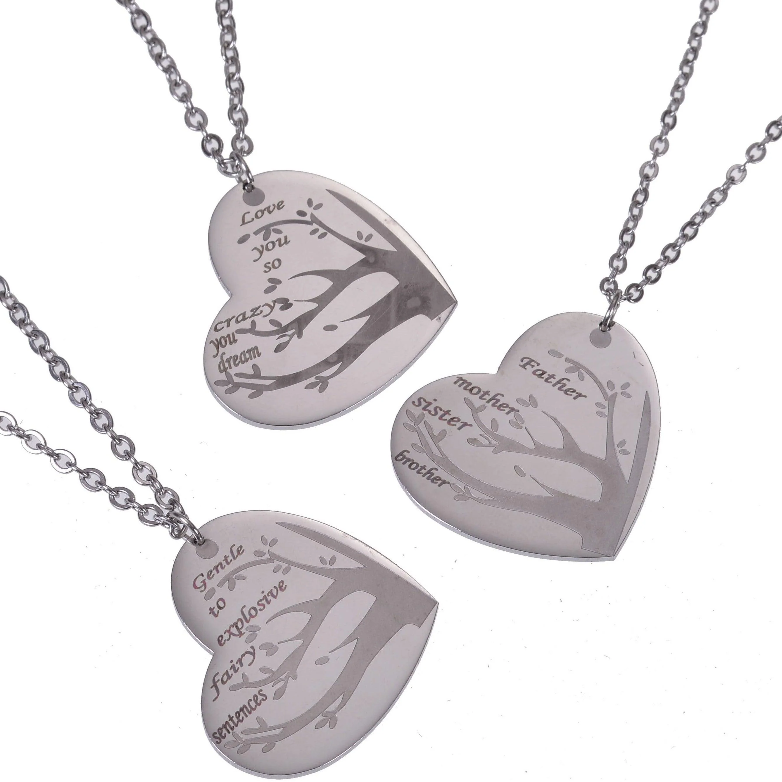 Heart Shaped Family Tree Pendant with Multiple Names