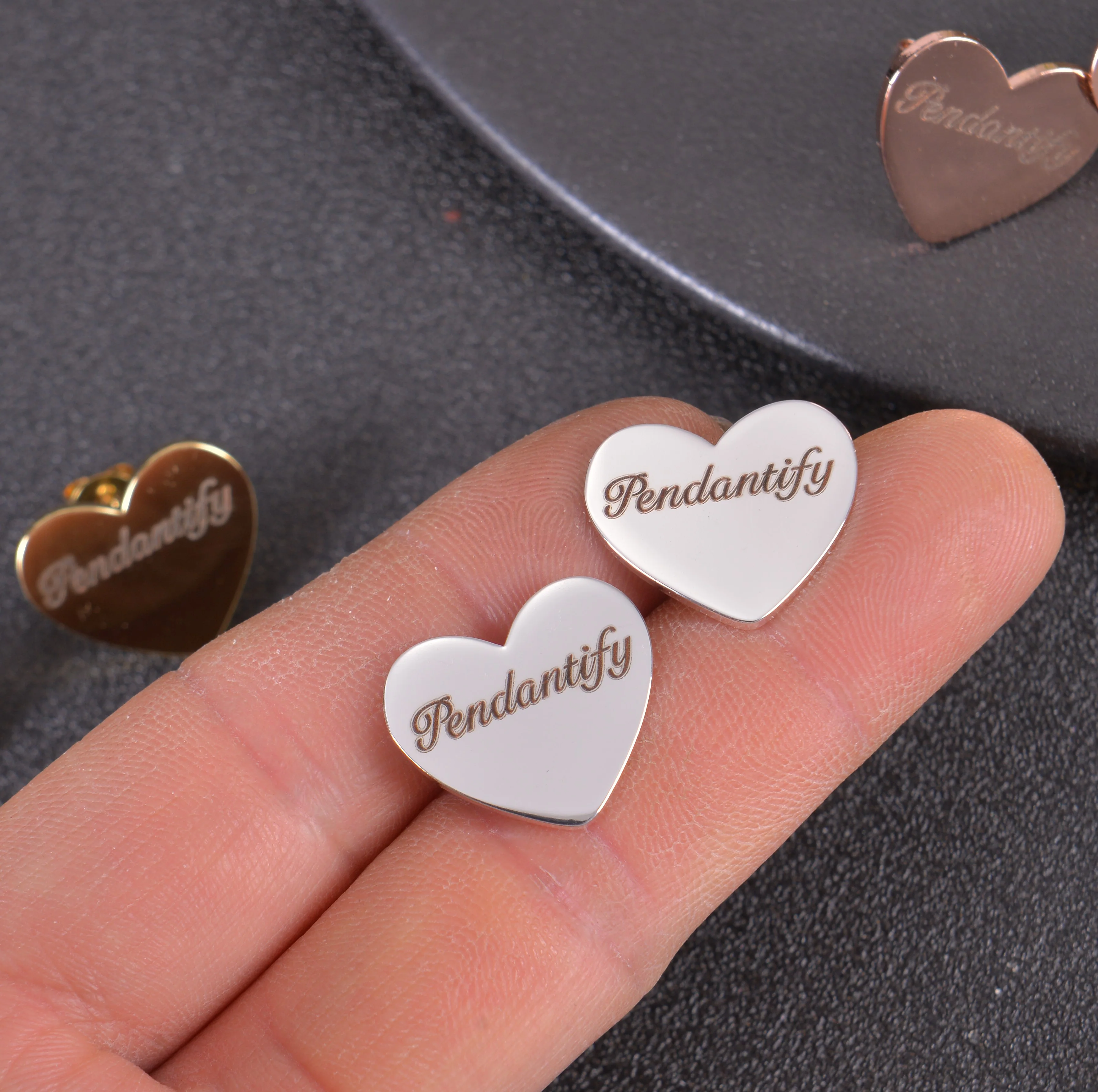 Personalized Heart-shaped Stud Earrings with Custom Name - Image 3