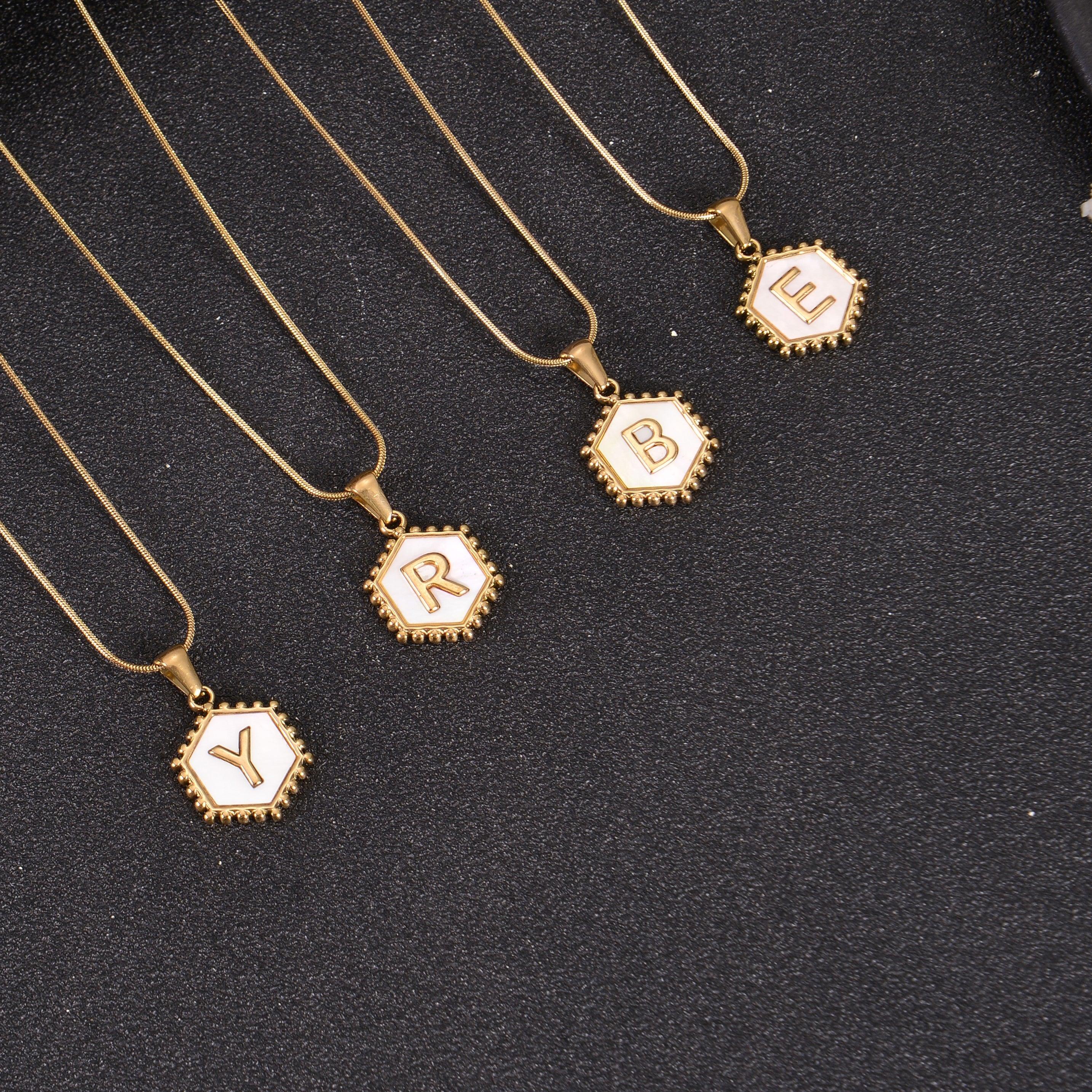 Personalized Hexagon Pendant Initial Necklace - Image 3