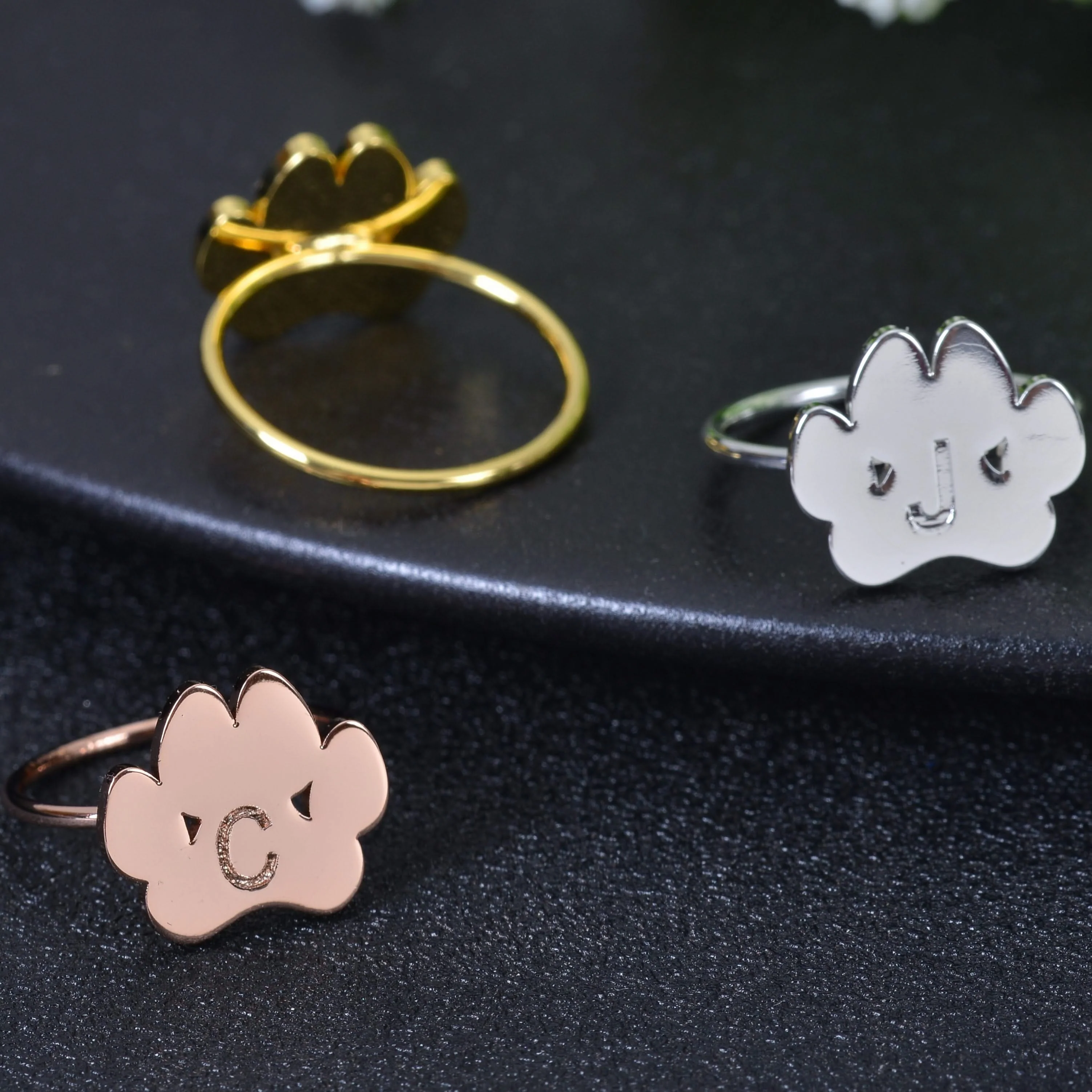 Personalized Initial Letter Paw Ring - Image 8