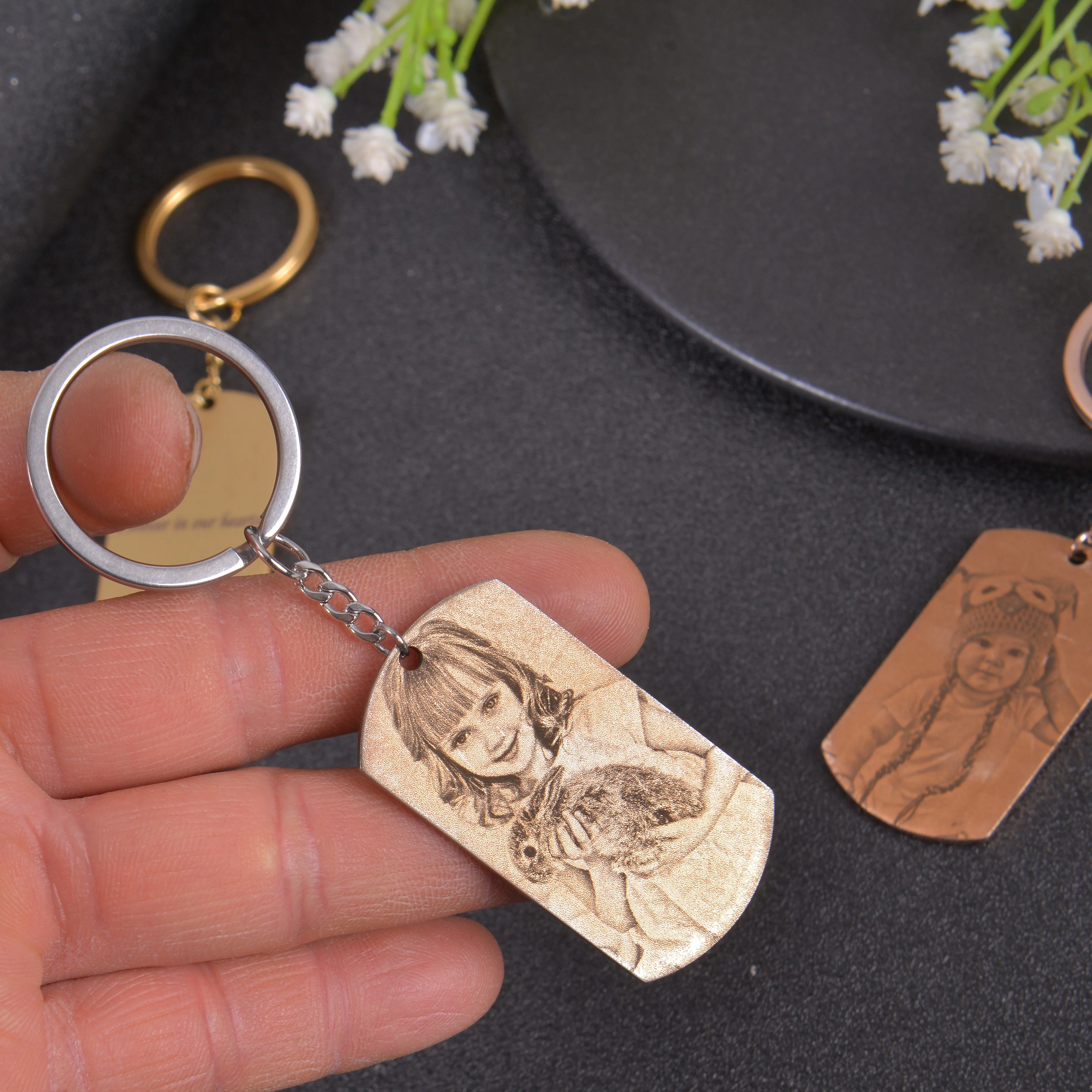 Personalized Military Style Photo Keychain - Image 6