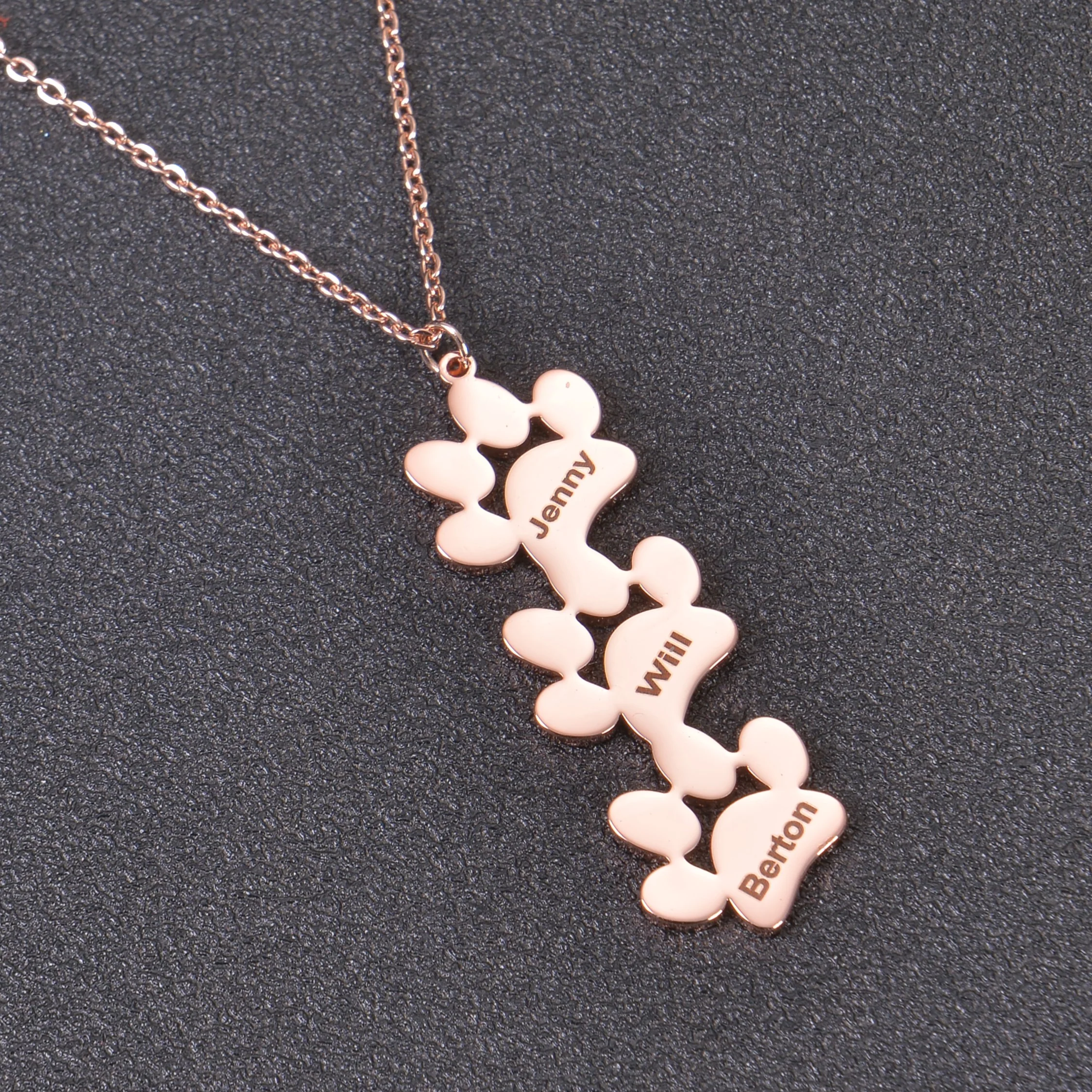 Personalized Multiple Name Paw Necklace - Image 4