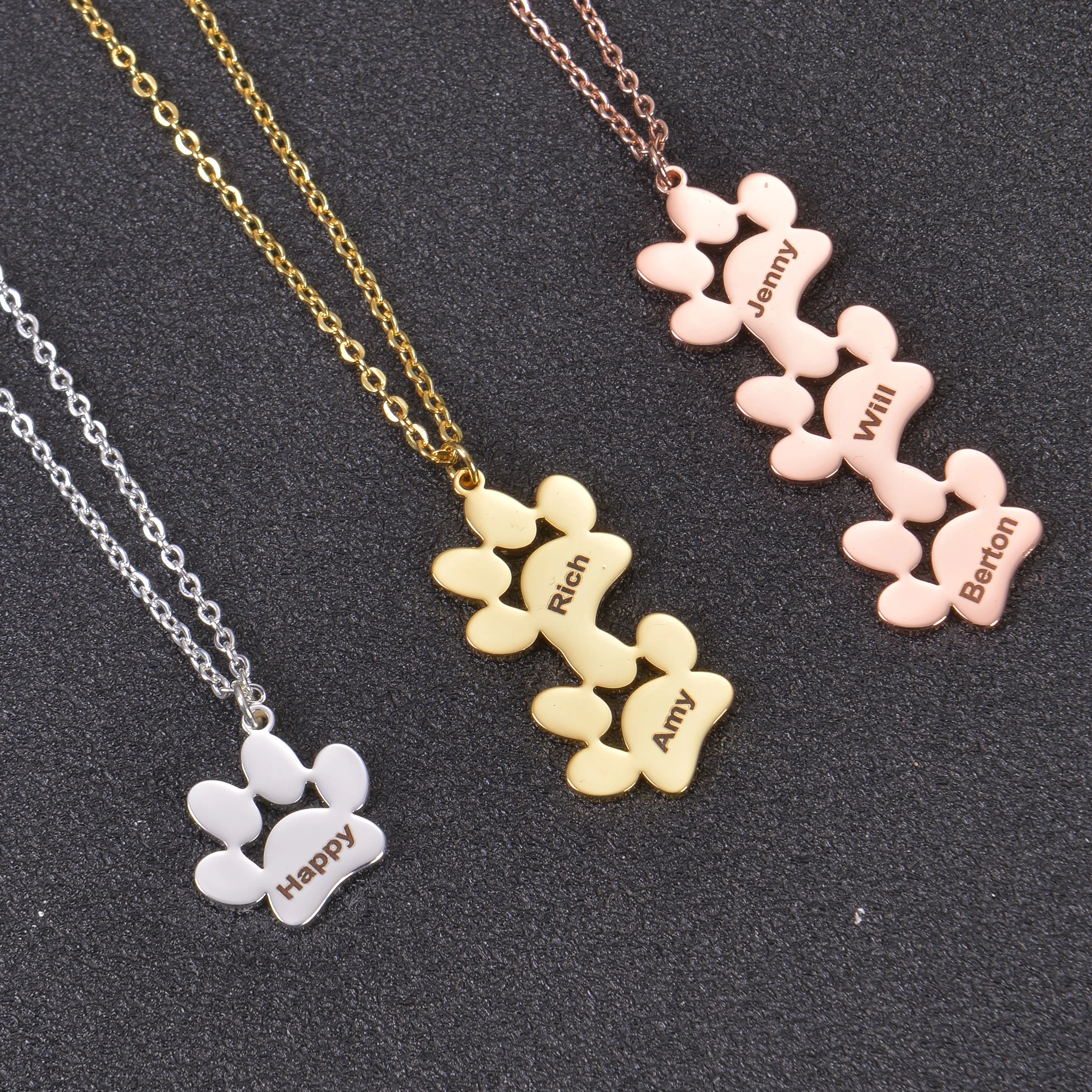 Personalized Multiple Name Paw Necklace - Image 5