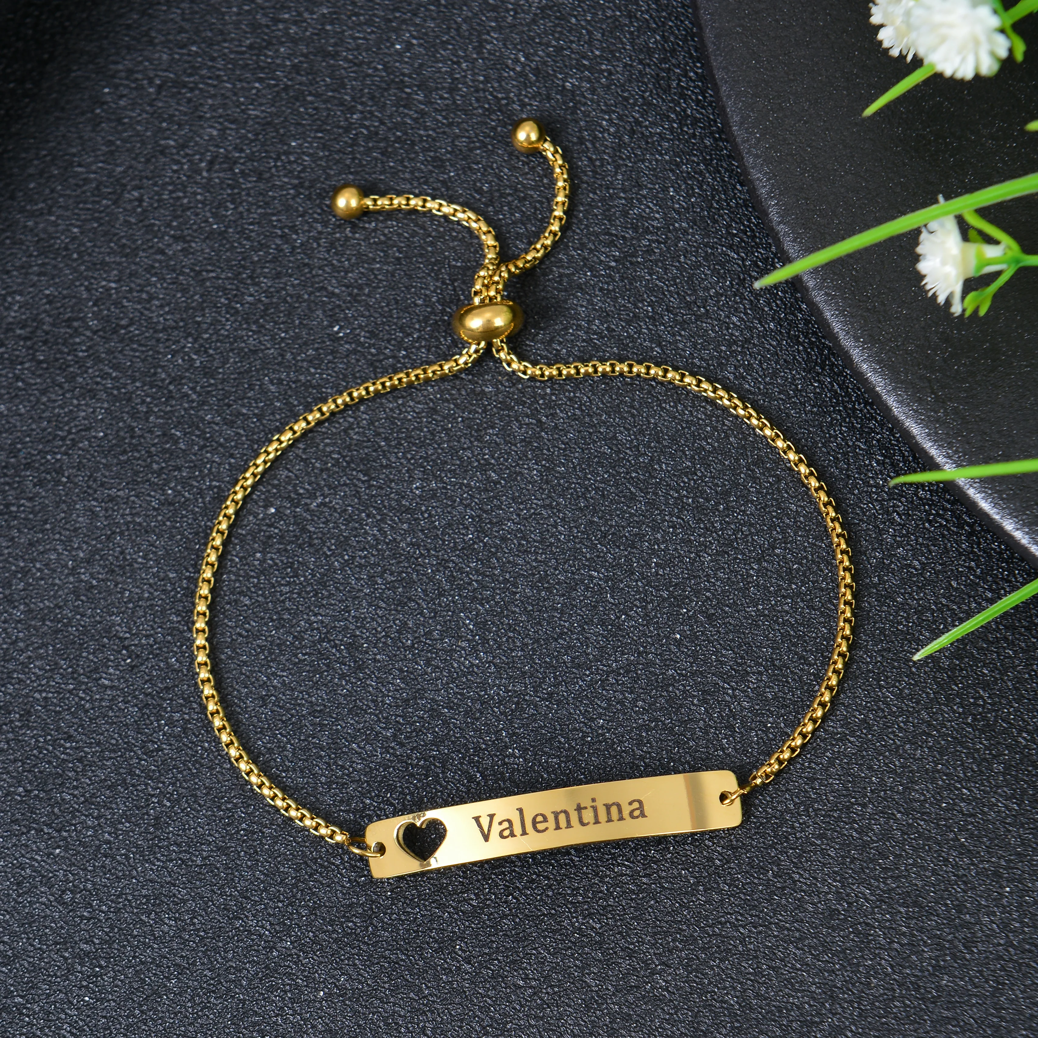 Personalized Name Bracelet with Heart Cutout - Image 4