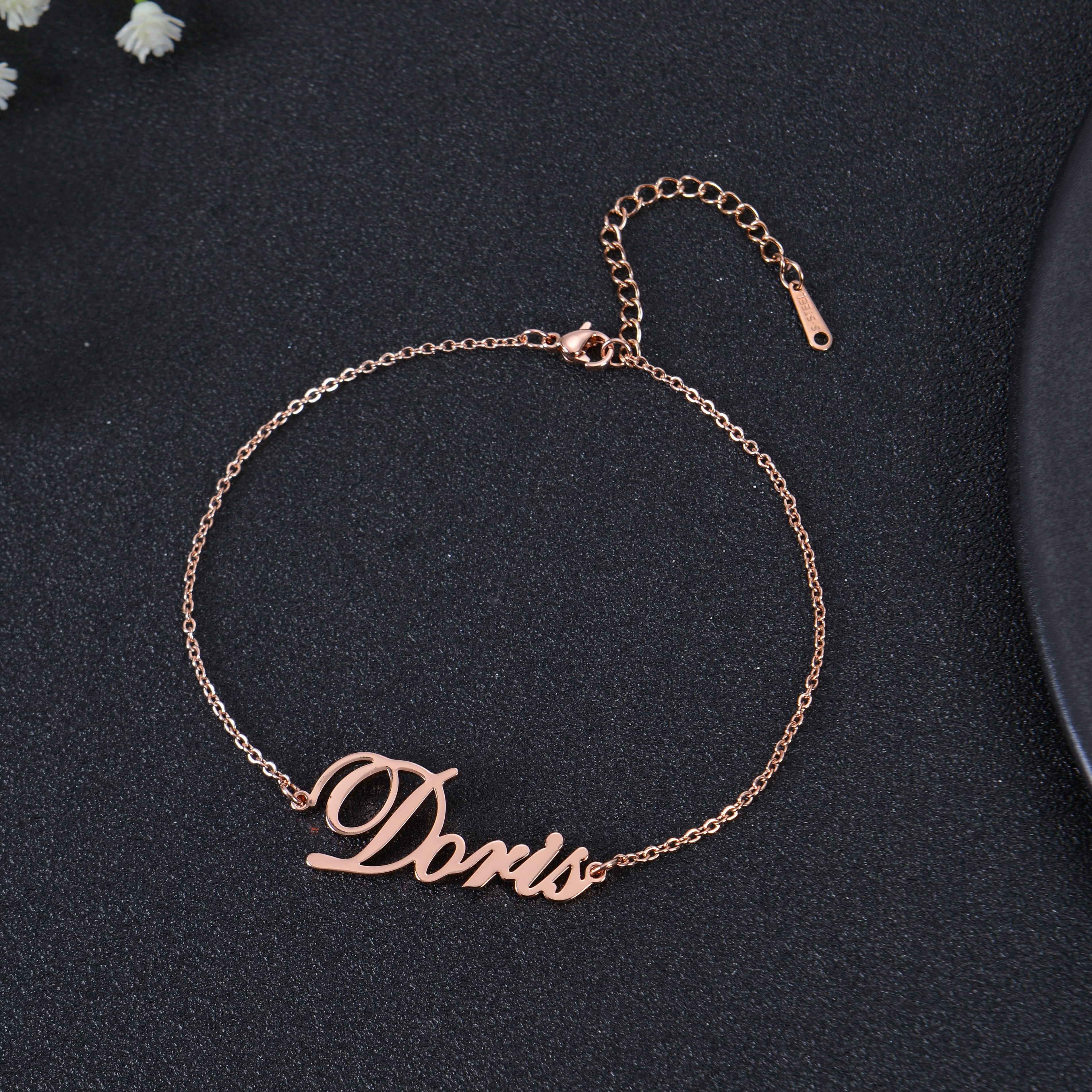 Personalized Adjustable Name Anklet in Cursive Font - Image 3