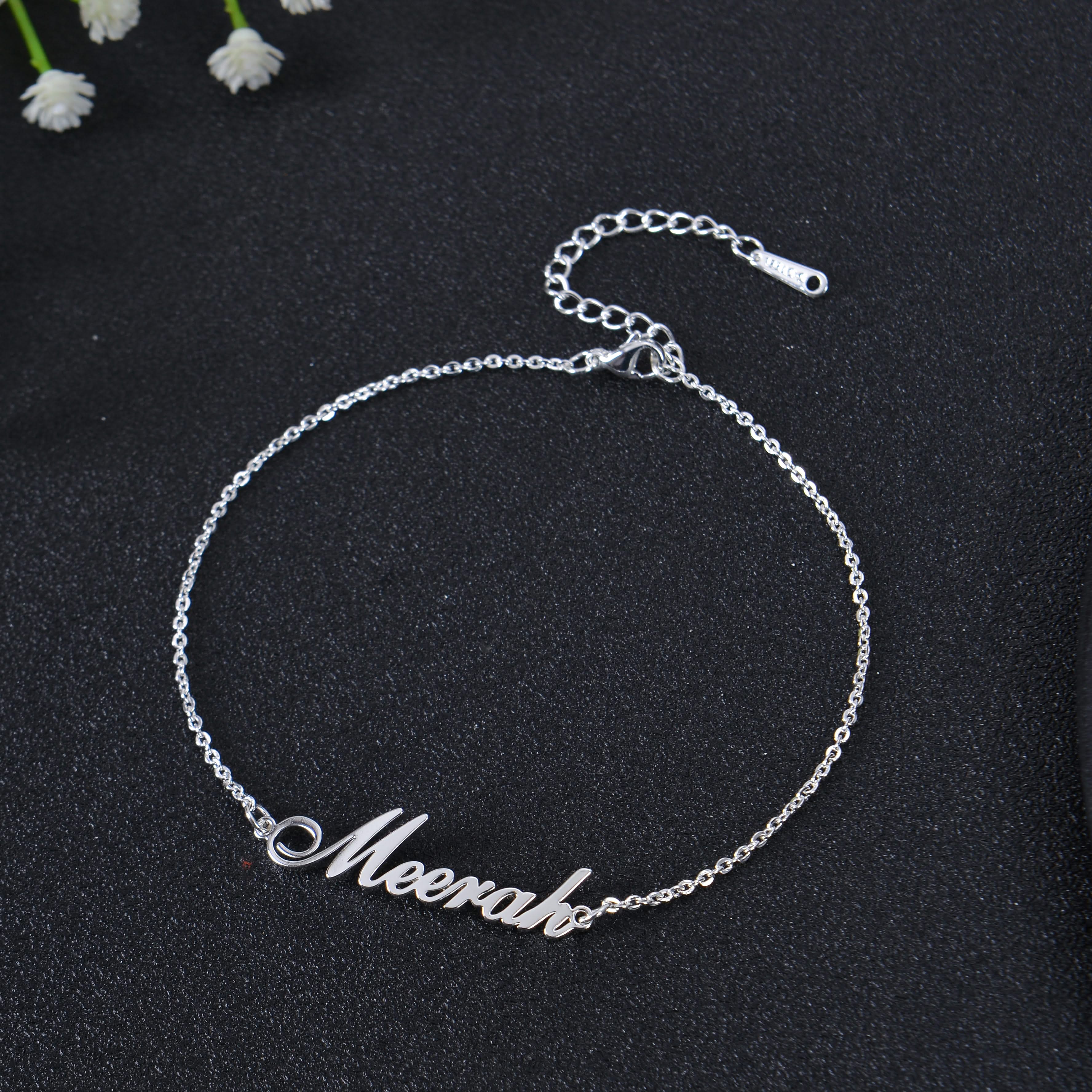 Personalized Adjustable Name Anklet in Cursive Font - Image 4