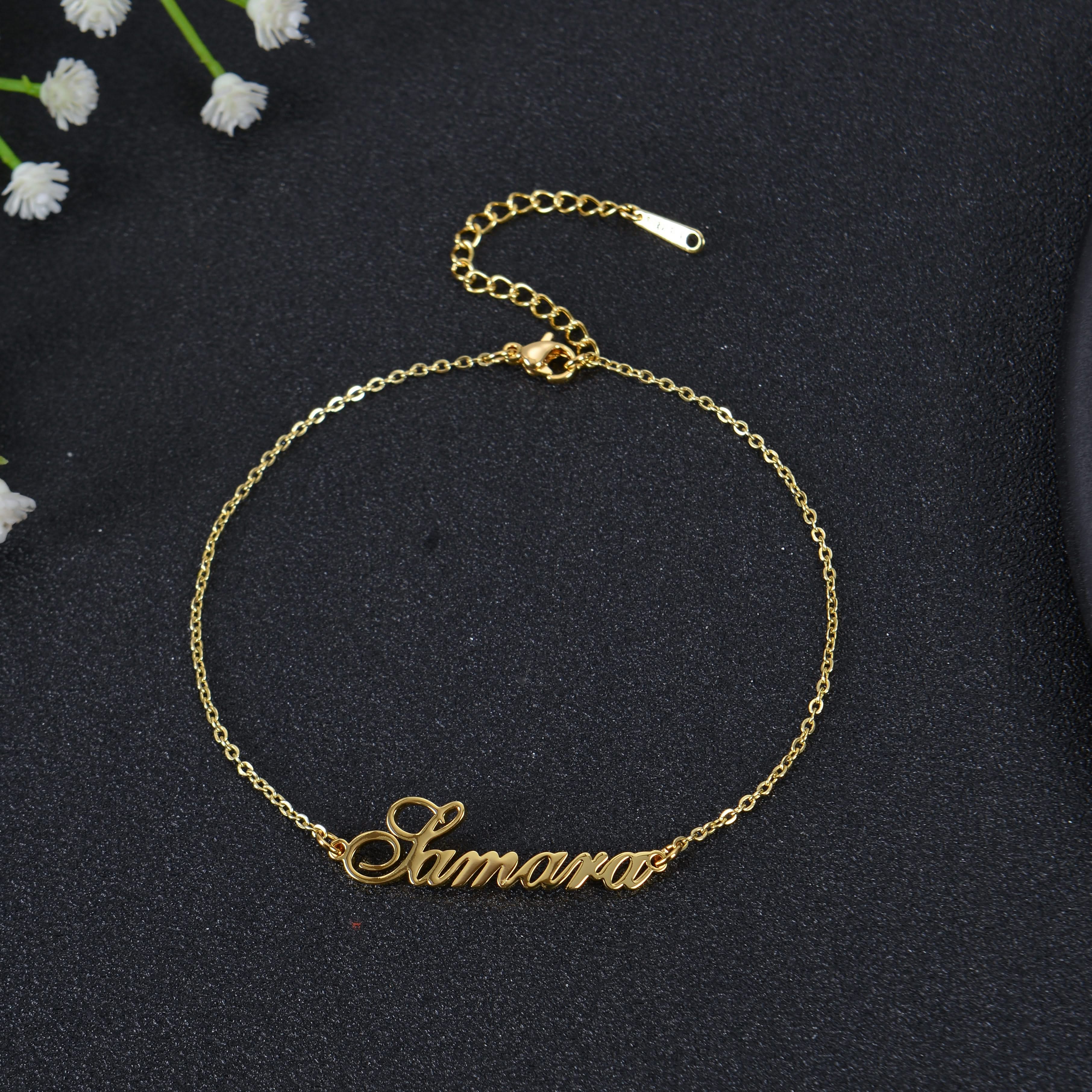 Personalized Adjustable Name Anklet in Cursive Font - Image 5