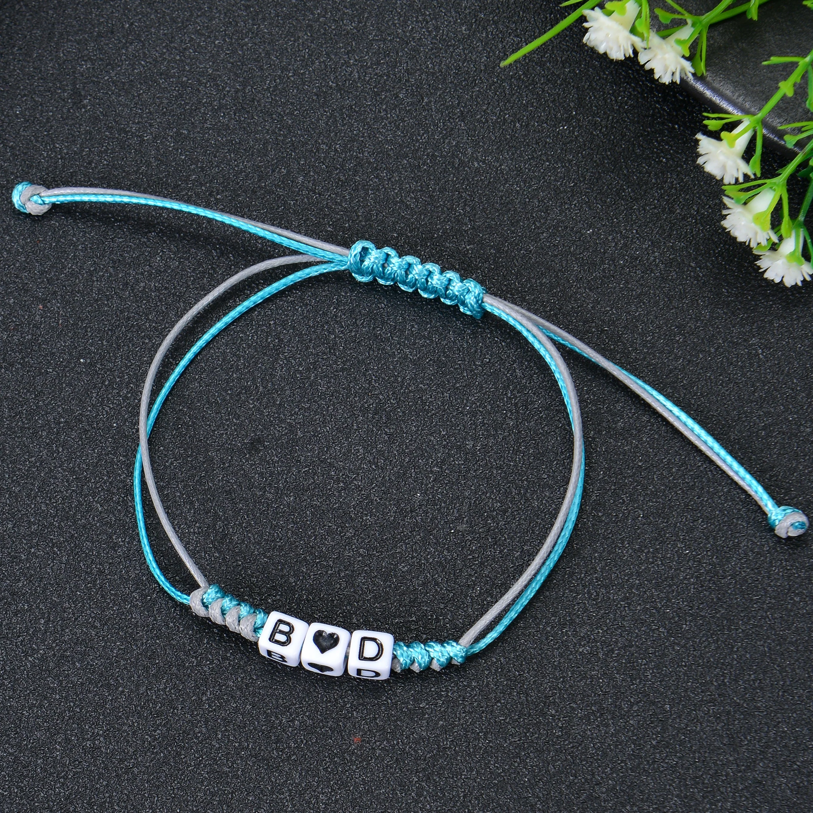 Personalized Name Custom Beaded Bracelet with Multi Color Fabric Link - Image 8